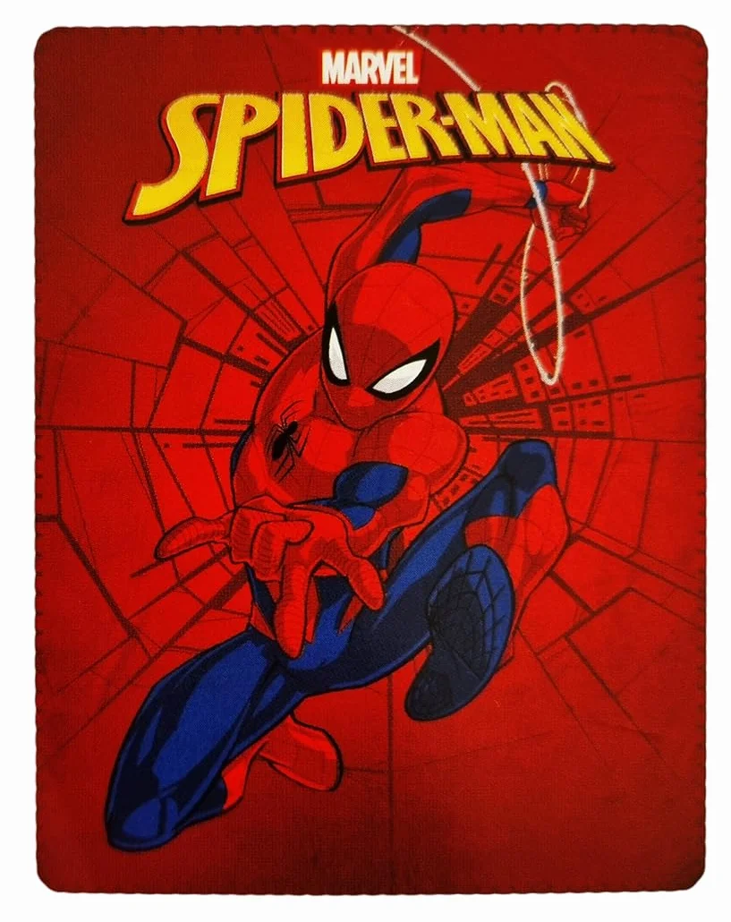 Marvel Spiderman koc polarowy w kratę kolor czerwony, 140 x 100 cm