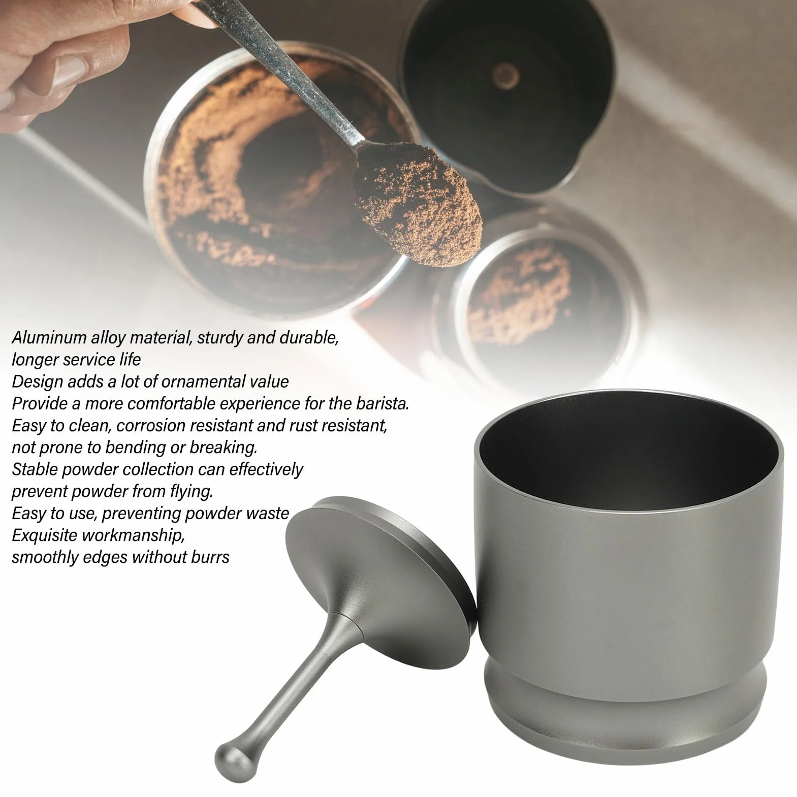 Shaker 58 Mm ze ślepym Pojemnikiem na kawę Espresso, Prasa z Pierścieniami Dozującymi kawę, Chwytak do Kawy Zapobiegający Lataniu ze Stopu Aluminium, Akcesoria do Przygotowywania