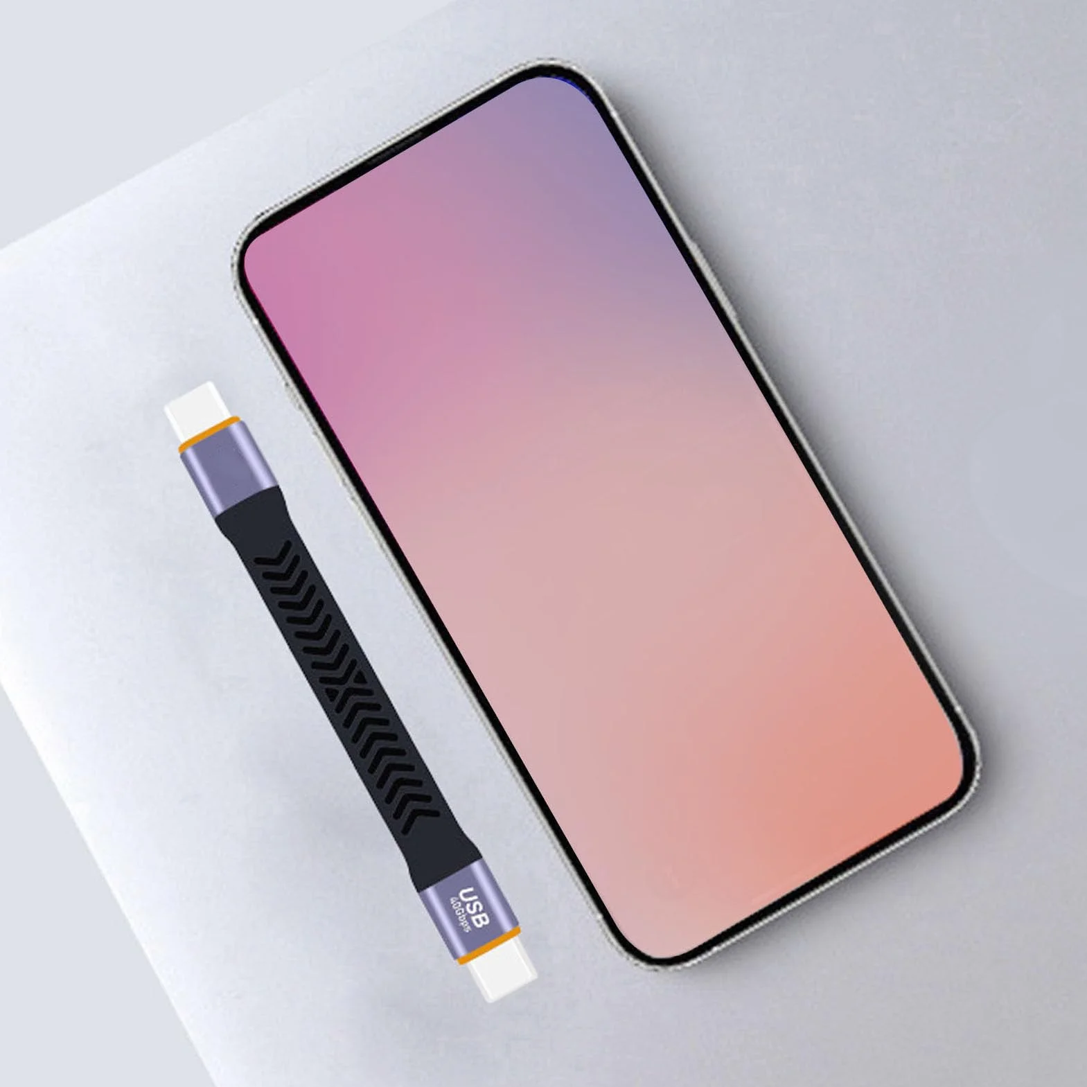 Krótki Kabel USB C do USB C, USB3.2 Gen2 Typ C z Męskiego na Męskie Kabel do Transmisji Danych 40 Gb/s FPC Elastyczny Kabel do Laptopa