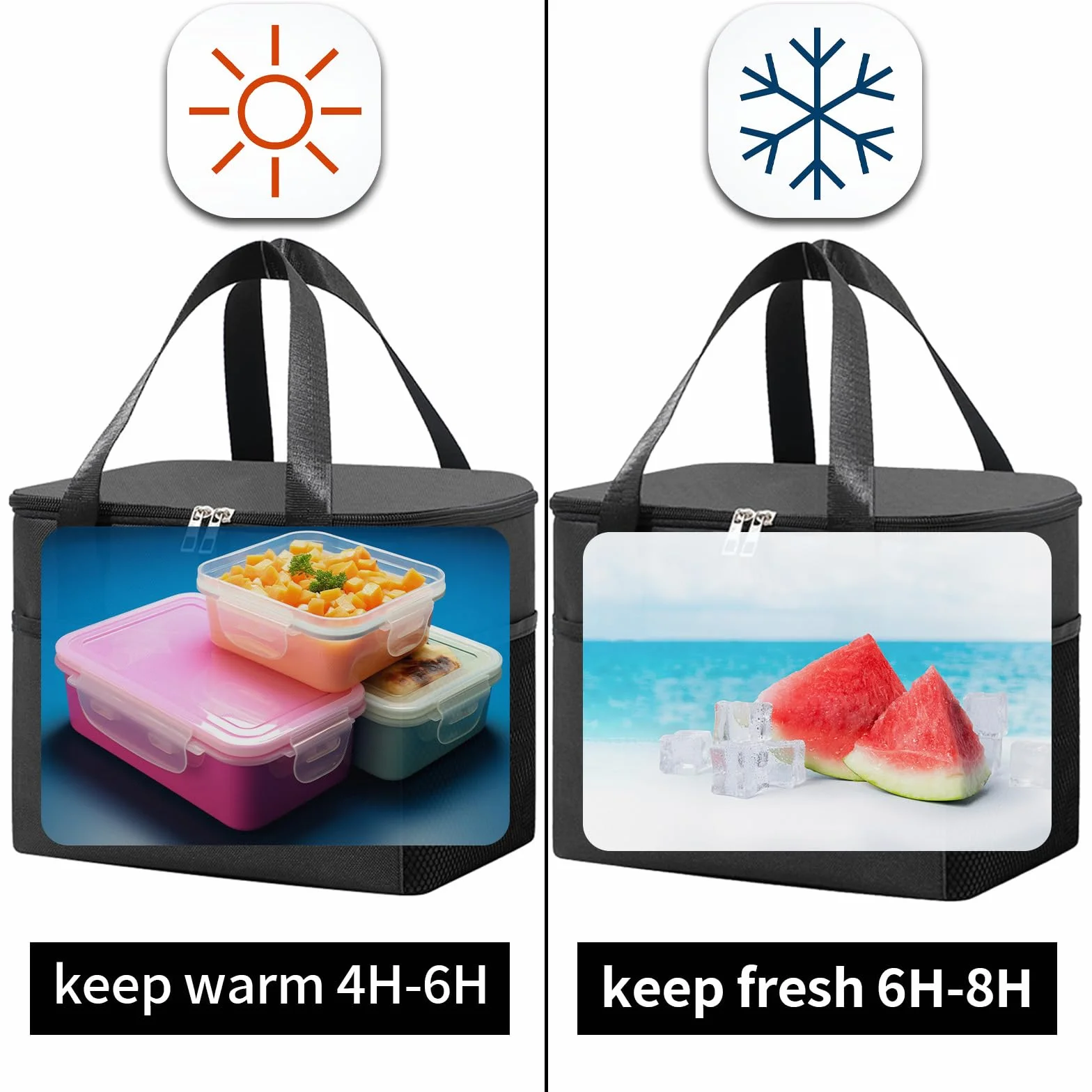 Składana torba termoizolacyjna na lunch, termiczny pojemnik na lunch 8 l, torba na lunch, 23 x 17,5 x 20 cm, zmywalna aluminiowa podszewka, izolacja termiczna i chłodzenie
