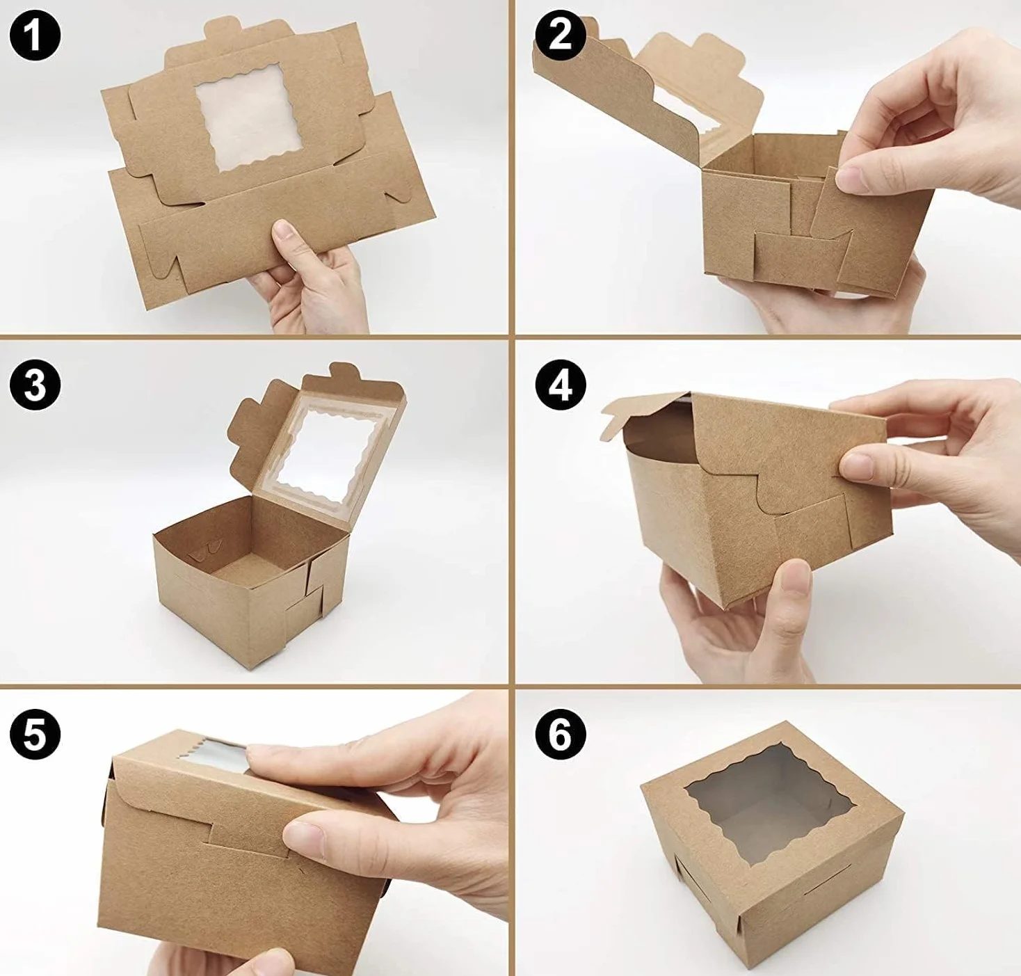 Pudełka na prezenty z papieru kraftowego z okienkiem 24 szt. 10,2 x 10,2 x 6,7 cm