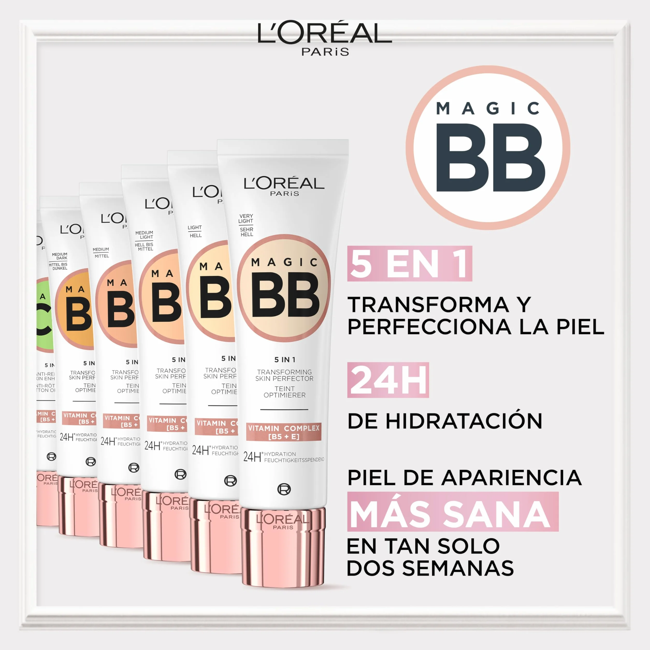 L'Oréal Paris 5 En 1 Wake Up And Glow Magic Krem Bb, Bardzo Jasny (01), 30 ml