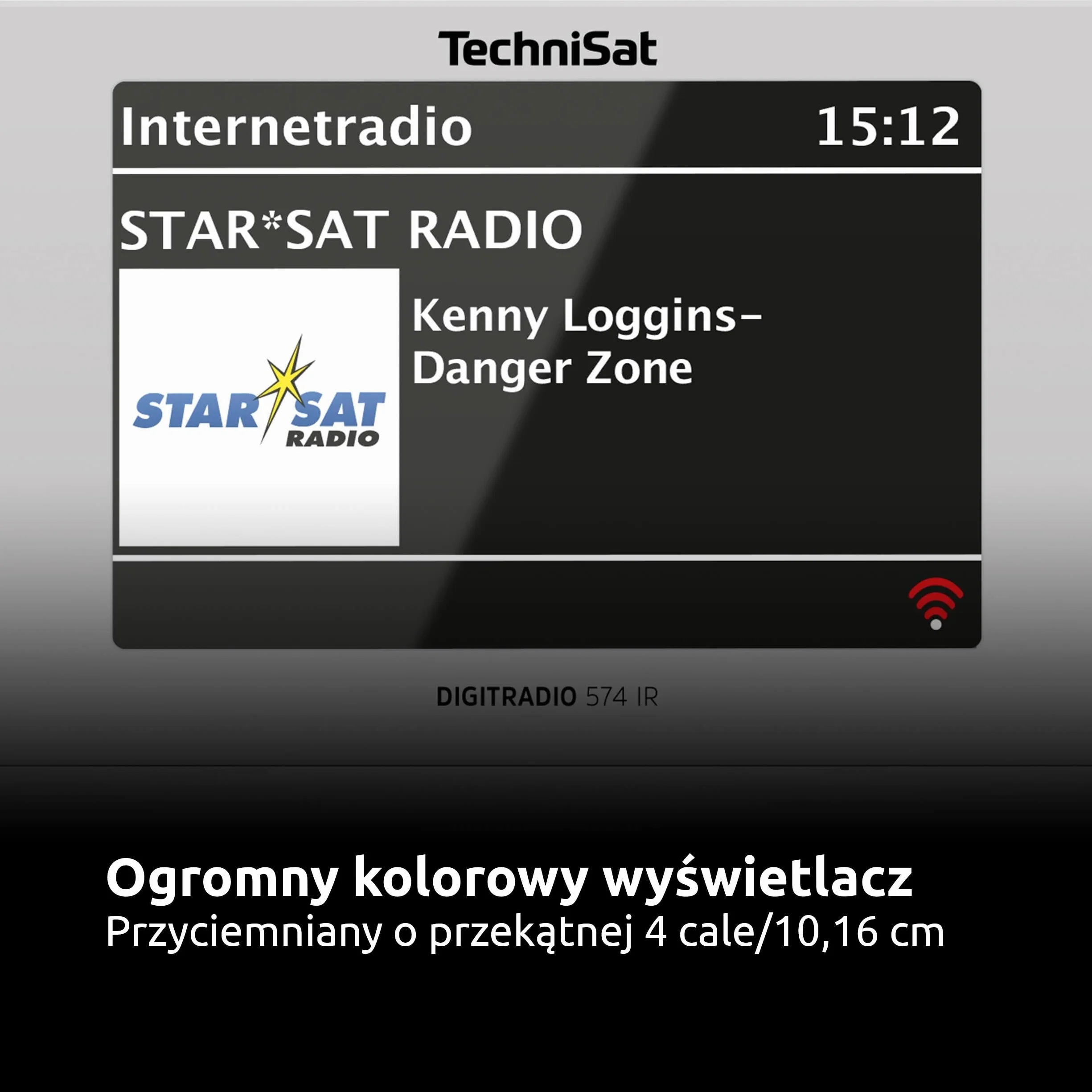 TechniSat DIGITRADIO 574 IR - radio internetowe stereo (DAB+, FM, WLAN, streaming audio Bluetooth, 4-calowy kolorowy wyświetlacz, USB, wejście AUX, gniazdo słuchawkowe, budzik, 10 W, aplikacja/pilot)