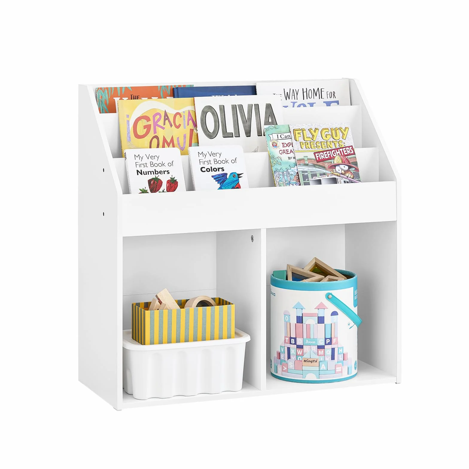 SoBuy Regał Dziecięcy na Książki z 3 Półkami, Biały 68x30x68 cm KMB01-II-W
