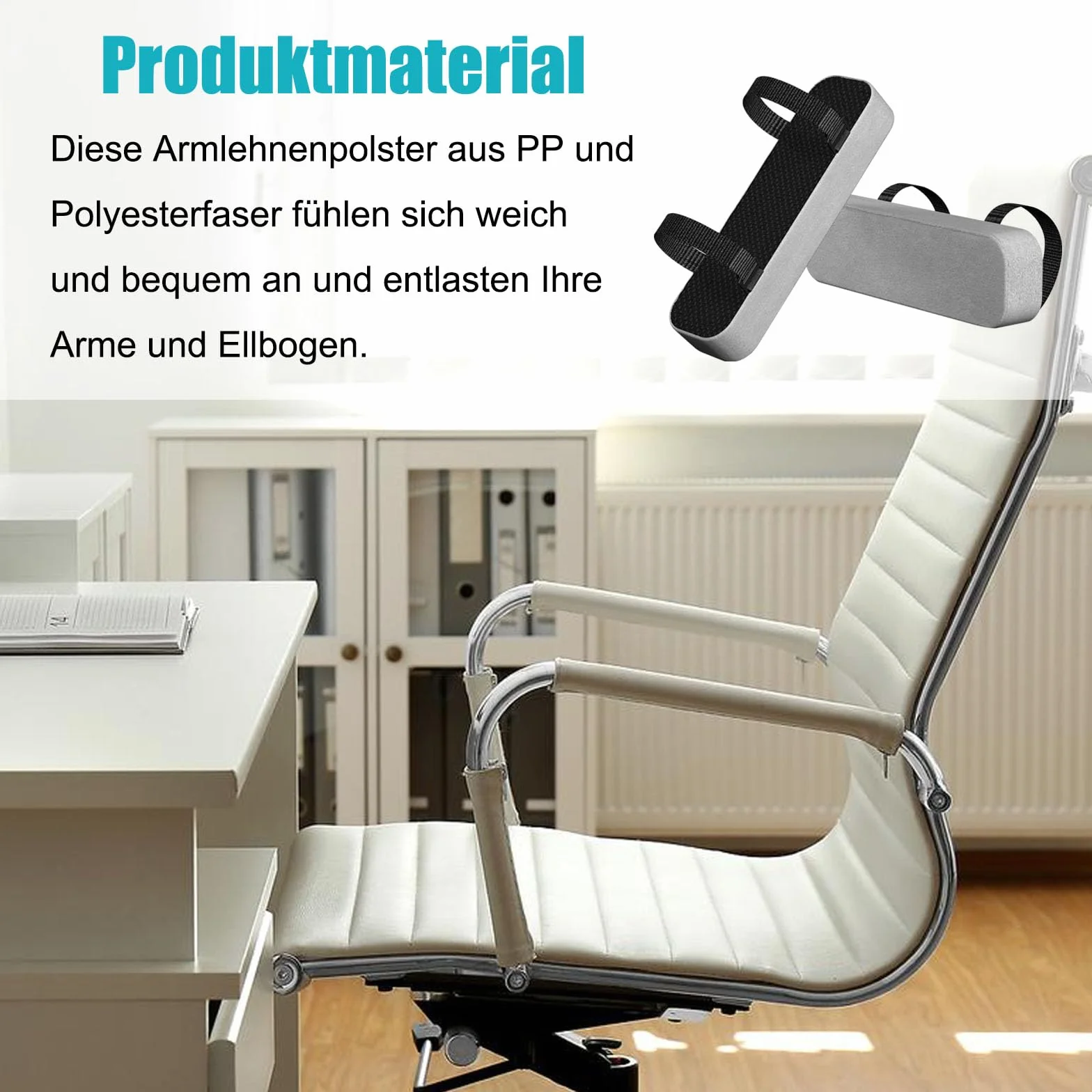 Poduszki na podłokietniki do krzesła biurowego 2 sztuki ergonomiczne piankowe szare