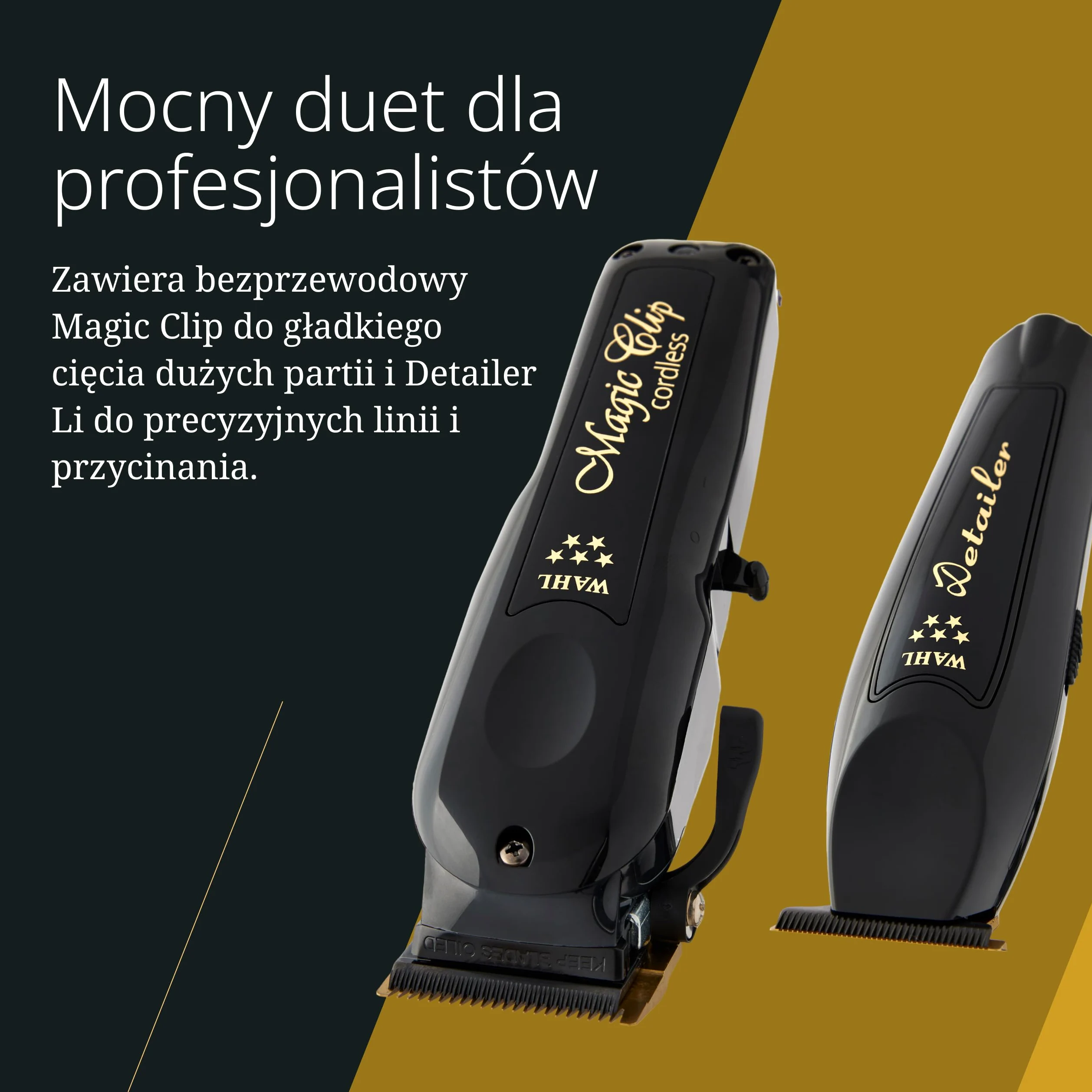 Wahl Cordless Magic Clip Maszynka do Mieszania, Czarna | Maszynka Przewodowa i Bezprzewodowa z Ostrzami Tytanowo-DLC, Silnik 6500 obr/min i do 100 Minut Pracy