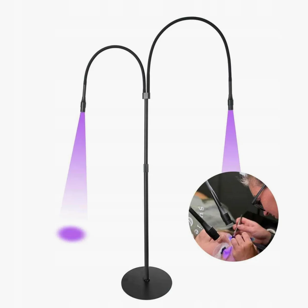 Podwójna lampa UV LED czarna z okularami | Podwójna lampa UV LED, kolor czarny, okulary ochronne w zestawie