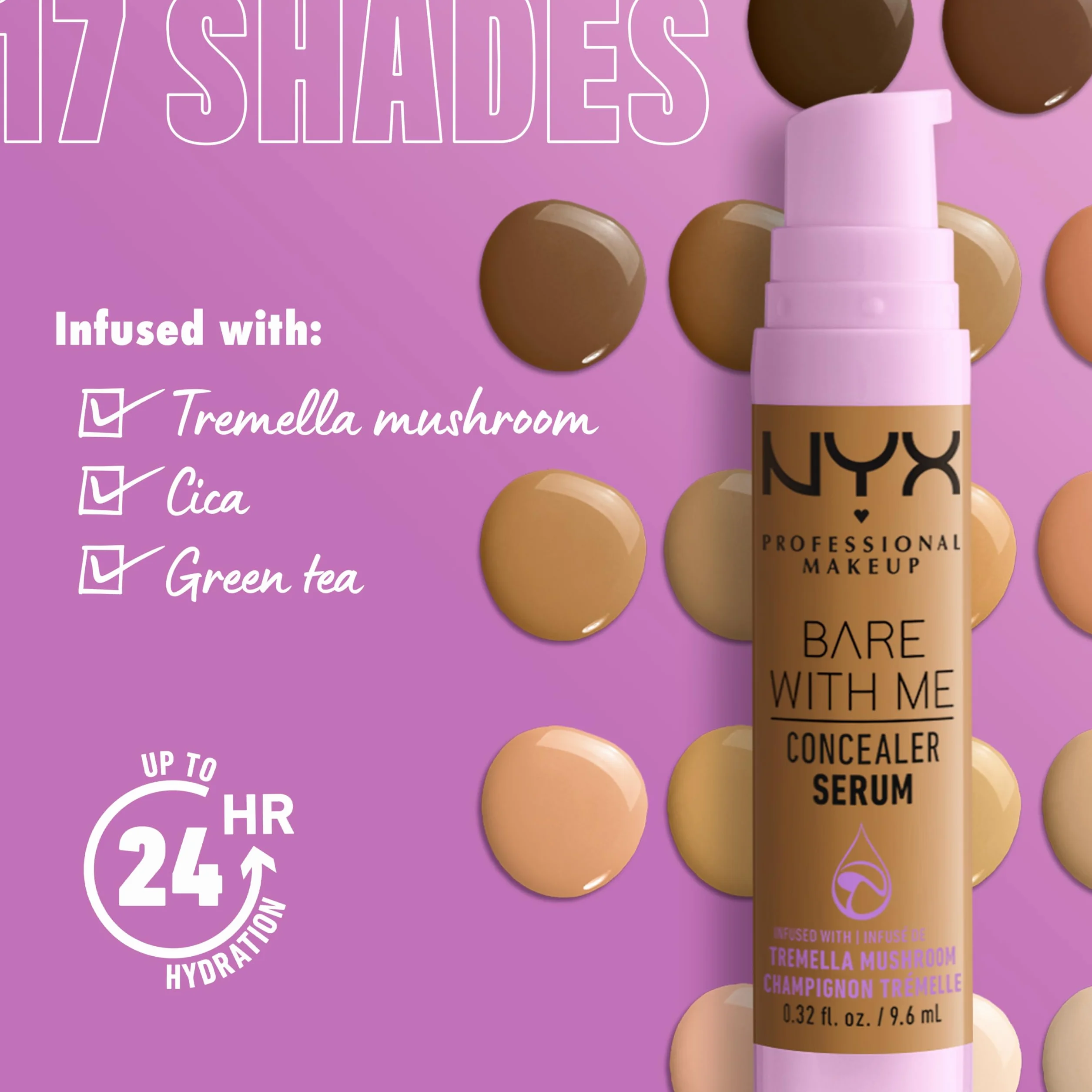 NYX Professional Makeup Korektor serum Bare With Me, naturalne wykończenie, średnie krycie, odcień: Beżowy (04)