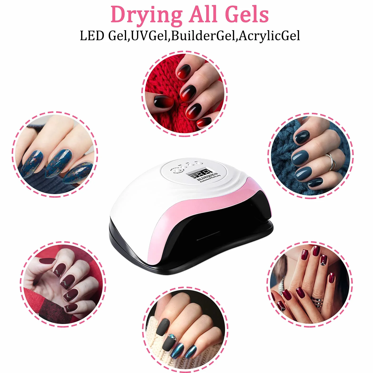 JOYBOY 168W Lámpara LED Uñas,Lampara Secadora de LED/UV,Gel Curado Máquina 36LED y Pantalla LED,Lampara UV LED Uñas con 4 Temporizador de 10s,30s,60s 99s Para Manicura Pedicure Nail Art