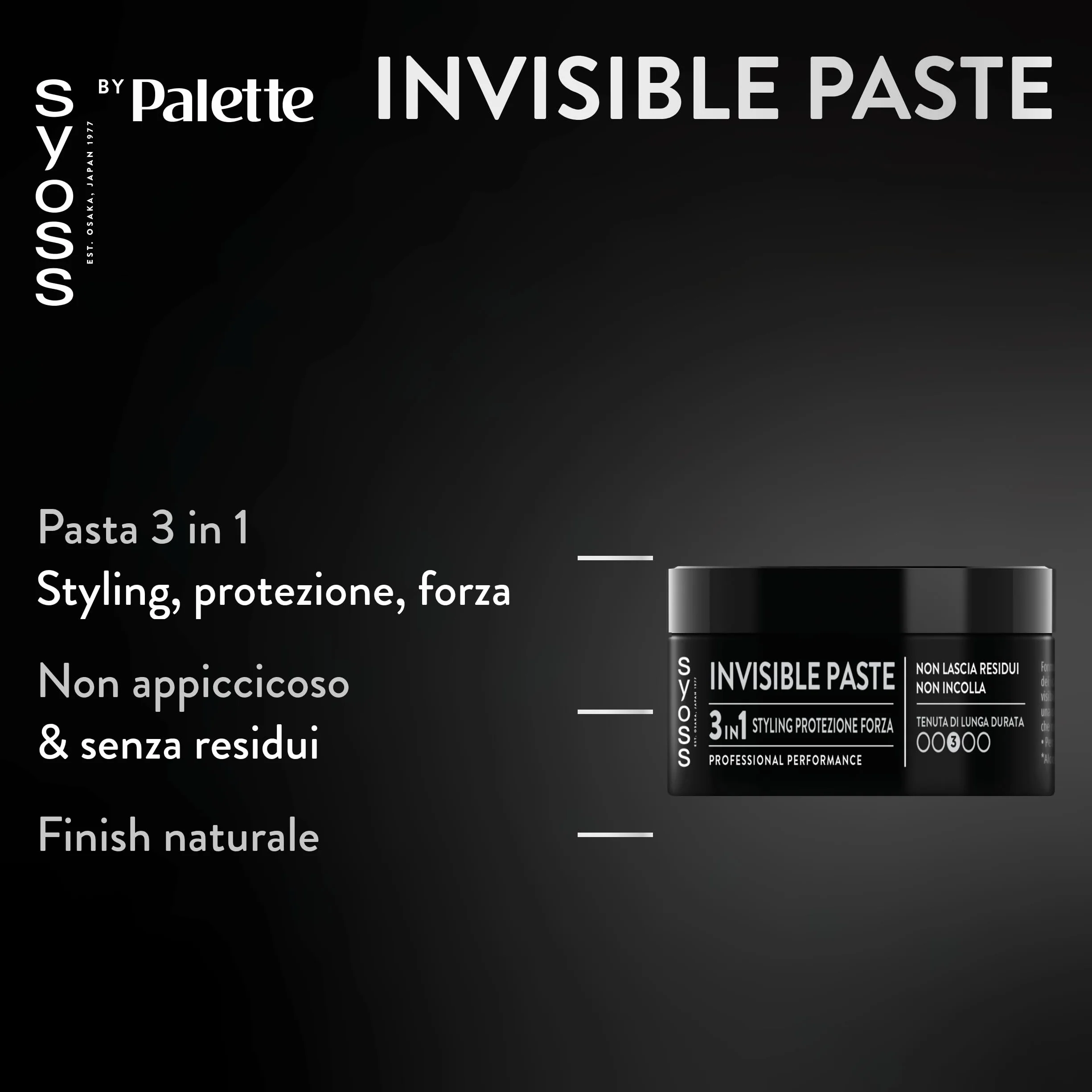 Syoss Invisible Paste 100 ml, wosk do włosów 3 w 1 do stylizacji włosów, ochrona, siła, pasta do włosów z kompleksem witamin, maść do włosów zapewnia naturalne wykończenie i długotrwały efekt 3