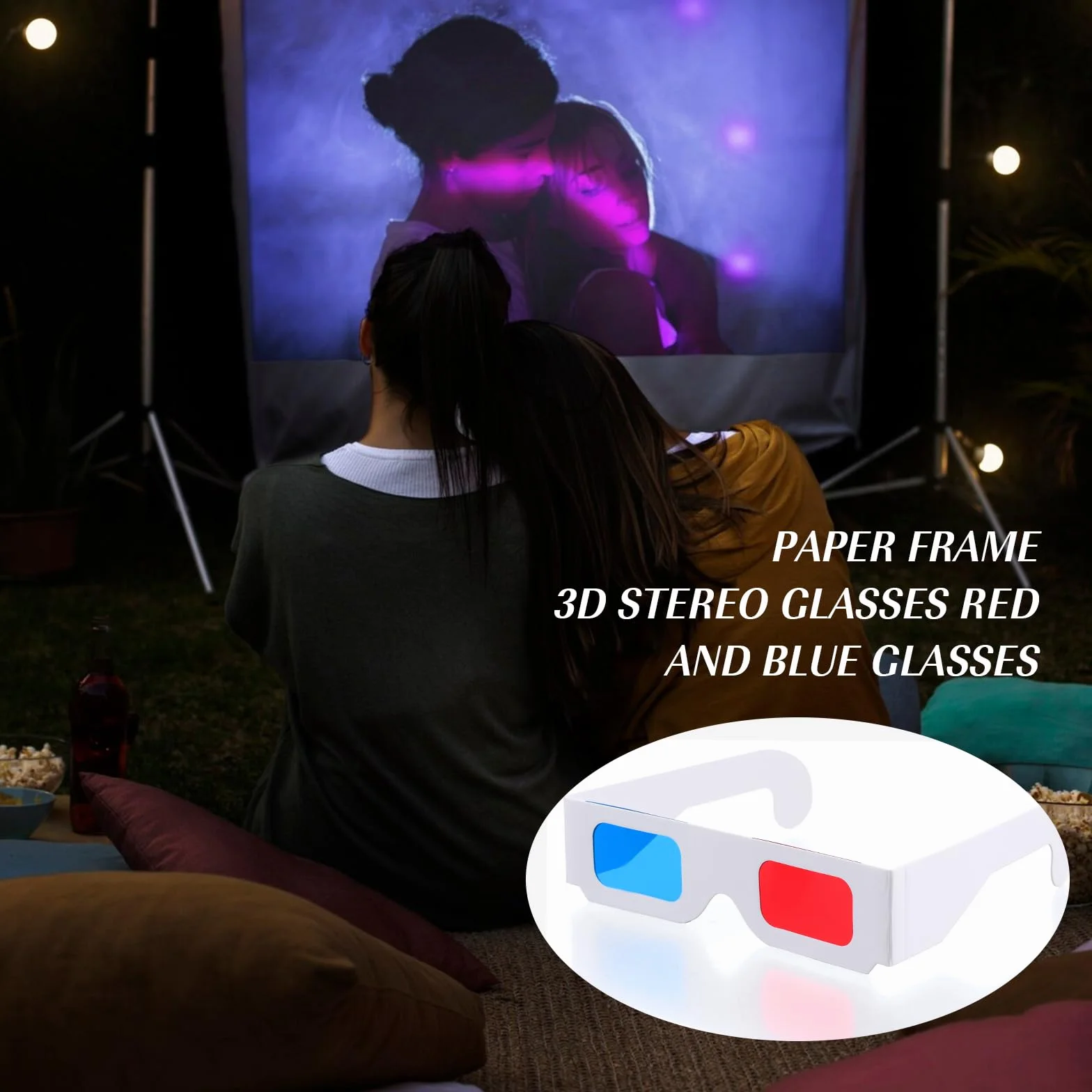 Okulary 3D, 10 par papierowych okularów stereo, czerwone i niebieskie soczewki, okulary stereo do filmów 3D i dekoracji w podróży