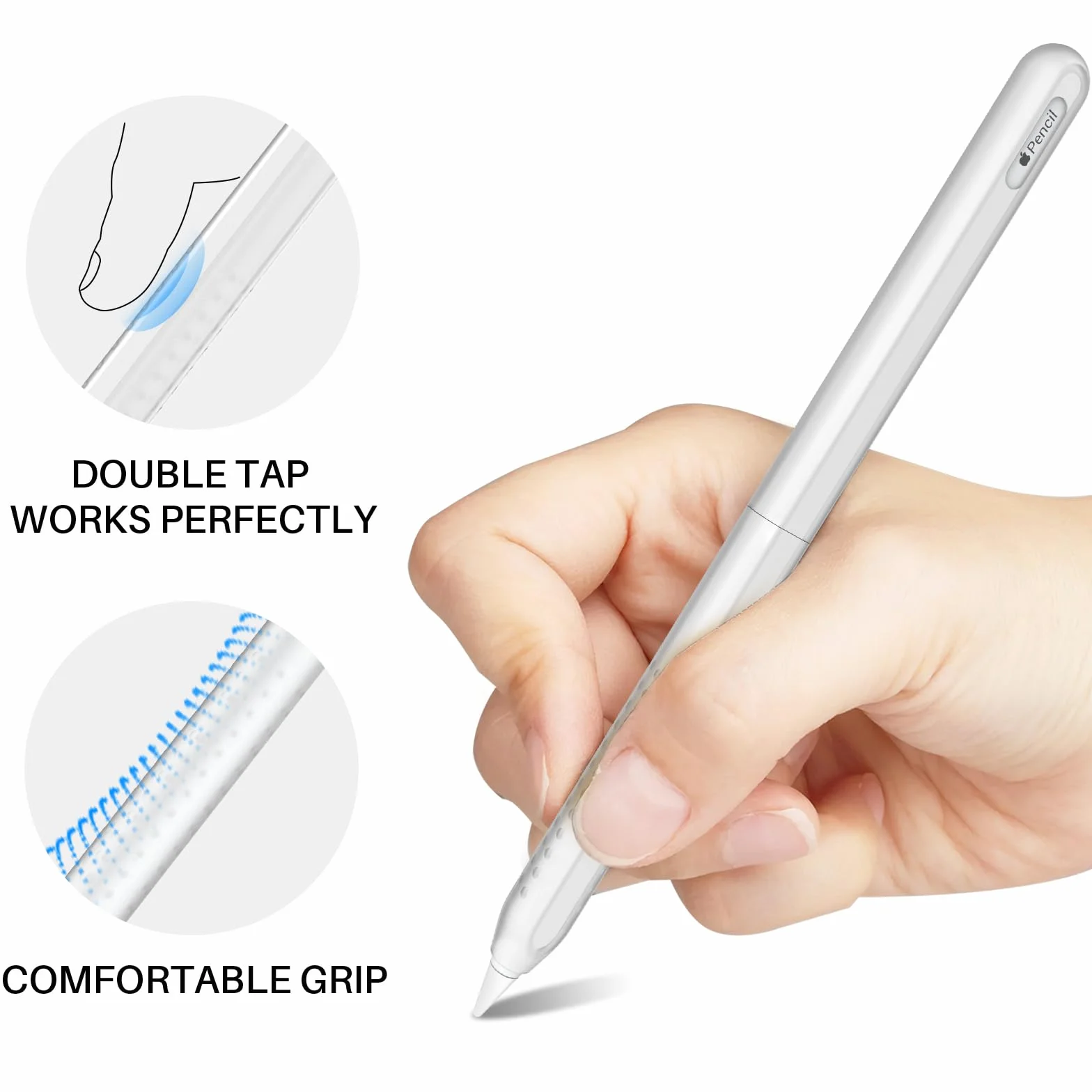 NIUTRENDZ Ultracienkie etui do Apple Pencil 2. generacji i Apple Pencil Pro Grip Cover akcesoria, przezroczyste wzornictwo Duotone, kompatybilne z ładowaniem magnetycznym i podwójnym dotknięciem