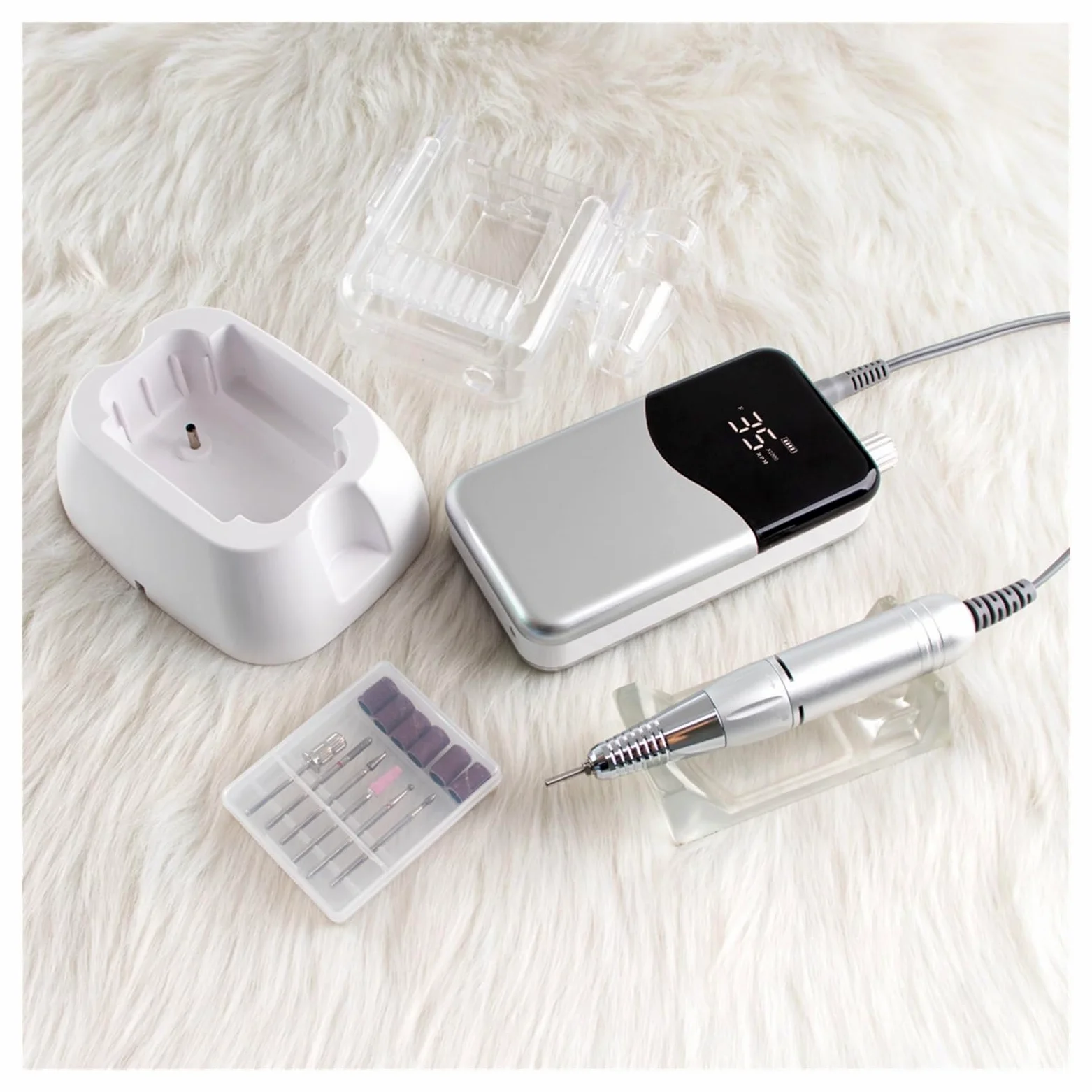 Obcinacz do paznokci, Wave Desktop Cordless Base Elektryczna Wiertarka Do Paznokci 35000rpm Zestaw Wierteł Do Manicure Pedicure Akumulator Bezprzewodowy(Mermaid)