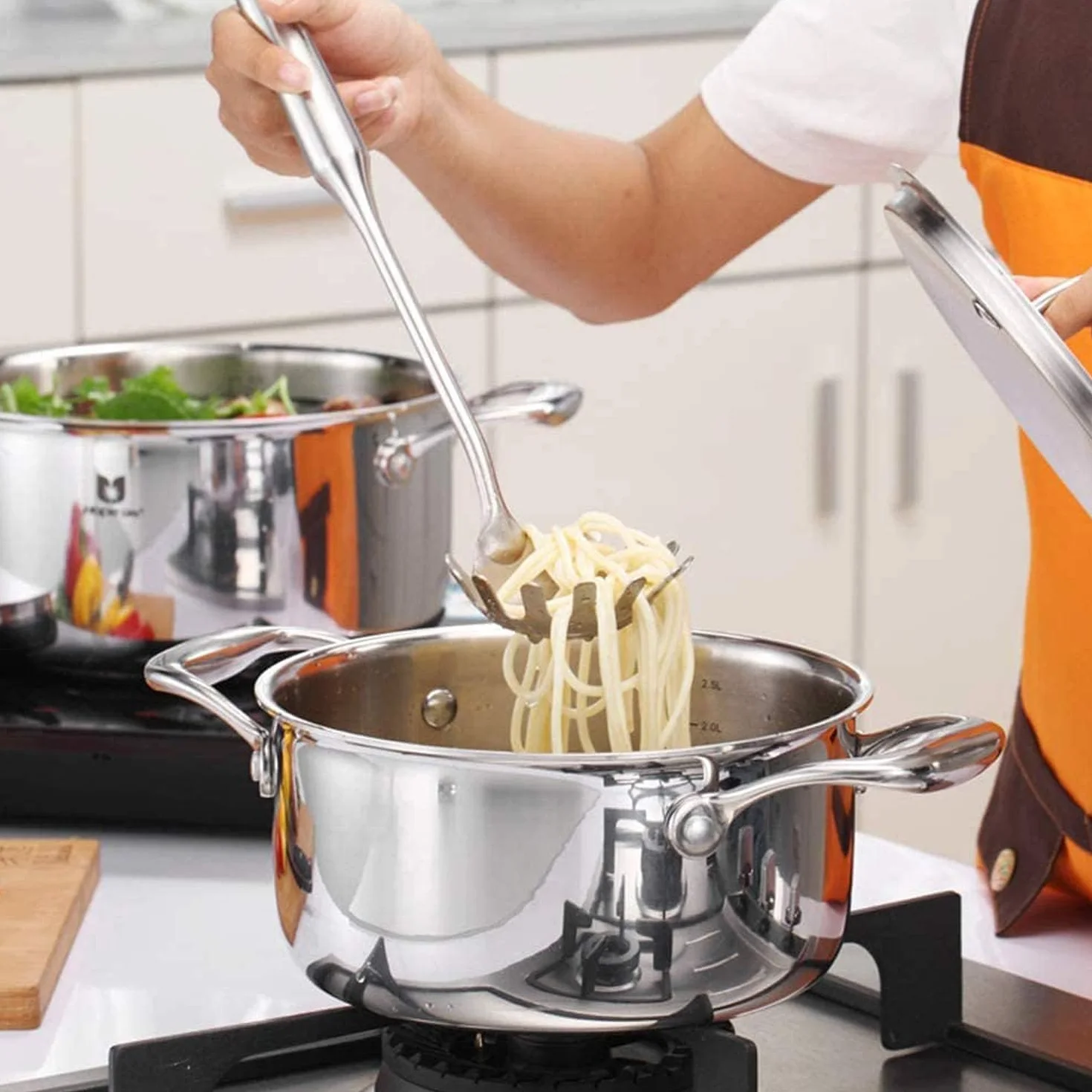 Łyżka do spaghetti ze stali nierdzewnej 35 cm, do serwowania i gotowania makaronu