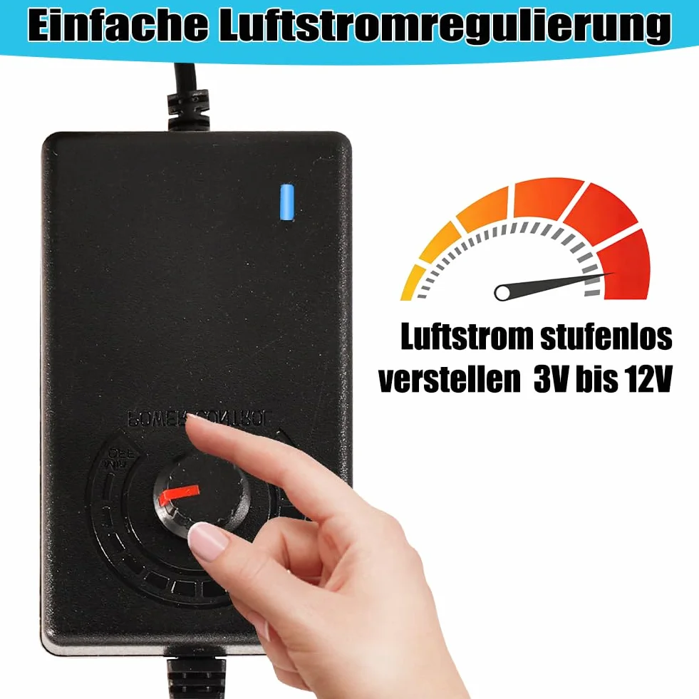 4-pinowe sterowanie wentylatorem PWM z kablem rozgałęźnikowym 1 na 4 - kontroler wentylatorów, regulator PWM - 100–240V AC do 3–12V DC, ręczna regulacja prędkości dla PC, urządzeń