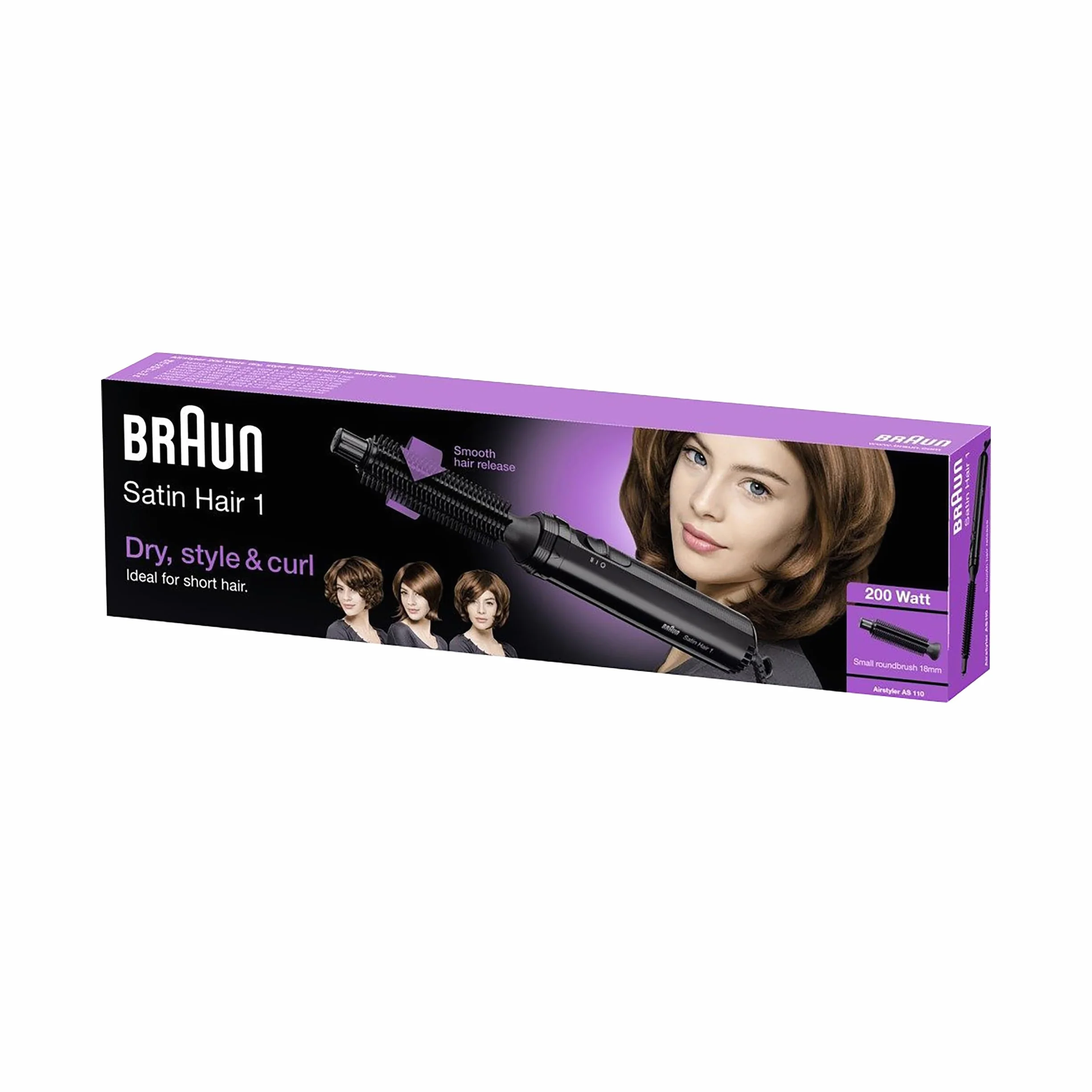 Braun Satin Hair 1 Airstyler 110 – suszenie, stylizacja i wyczarowanie loków, kolor czarny, 2 m, 200 W