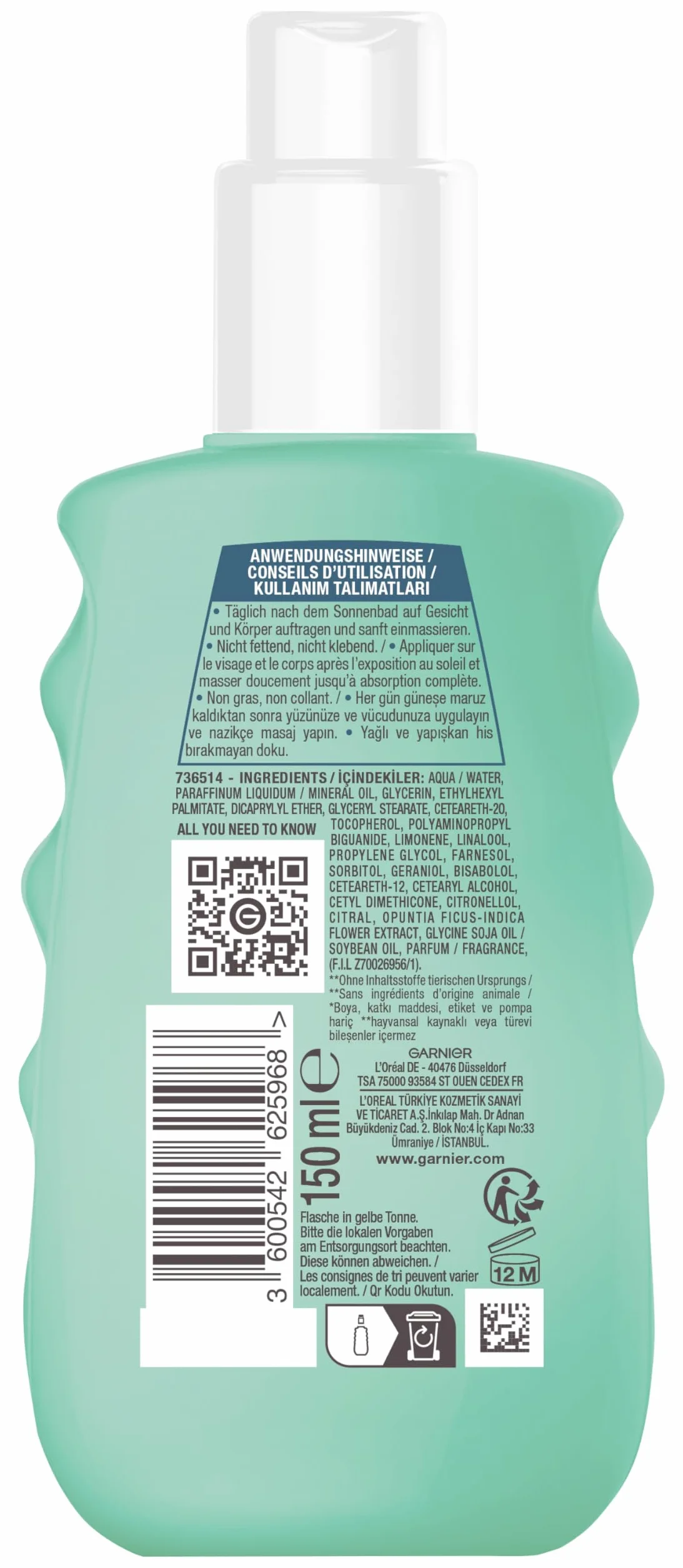 Garnier Ambre Solaire After Sun Spray, nawilża i przedłuża opaleniznę, 150 ml
