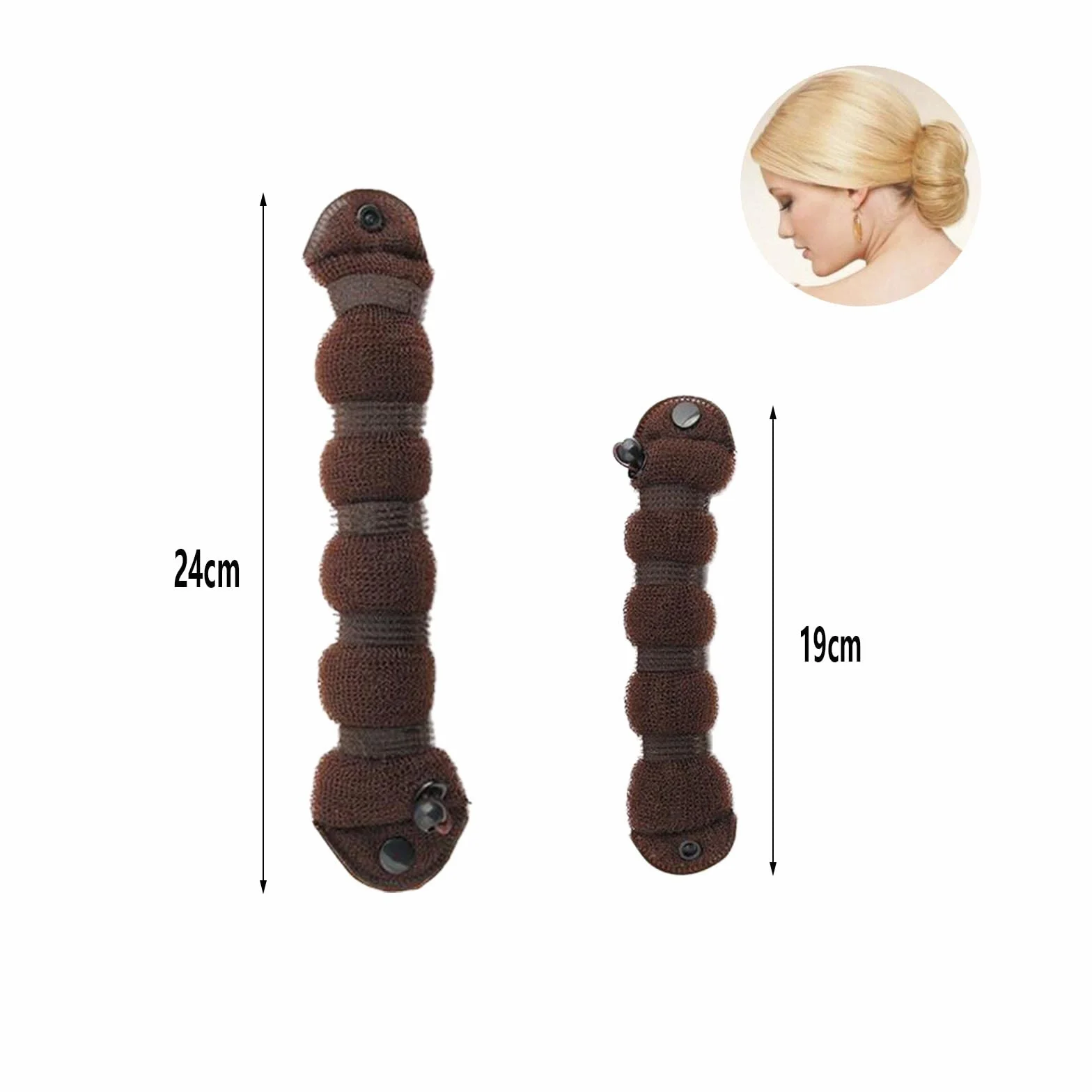 Donut Hair Bun Maker Magiczne pączki do koka stylizacji włosów 1 Duży + 1 mały brązowy