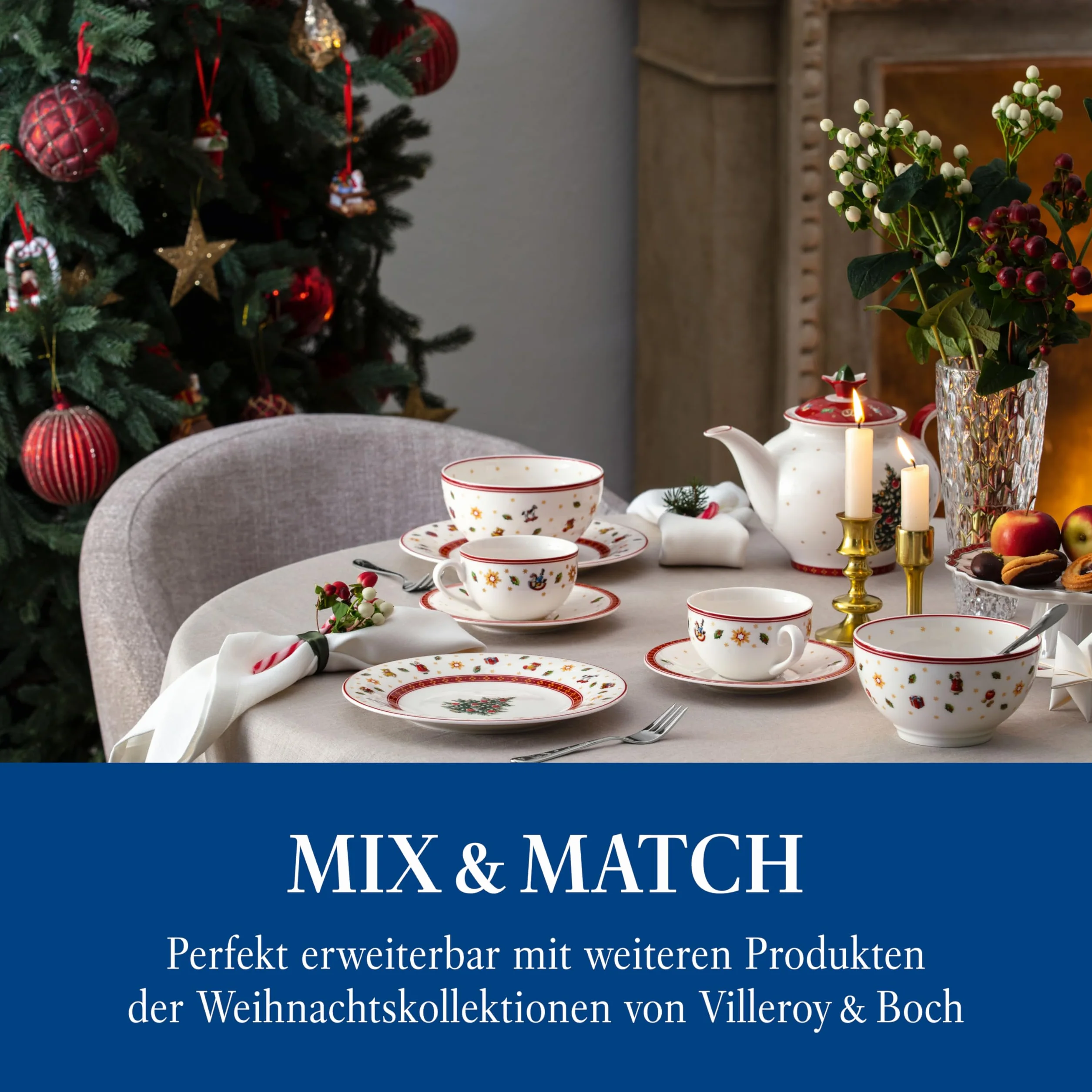 Villeroy & Boch – Toy's Delight Specials spodek do filiżanki do kawy, mały porcelanowy talerzyk z motywem bożonarodzeniowym, można myć w zmywarce, można używać w kuchence mikrofalowej