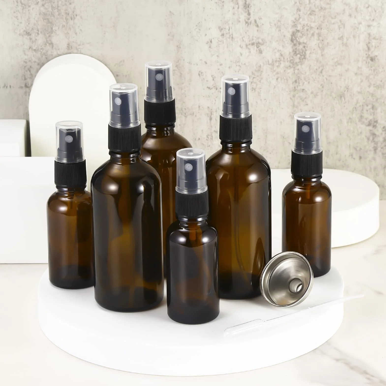 30 ml butelki z rozpylaczem ze szkła bursztynowego, mała, pusta, drobna mgiełka, do wielokrotnego napełniania, do czyszczenia, perfum, aromaterapii, sprayów kosmetycznych, włosów, olejków