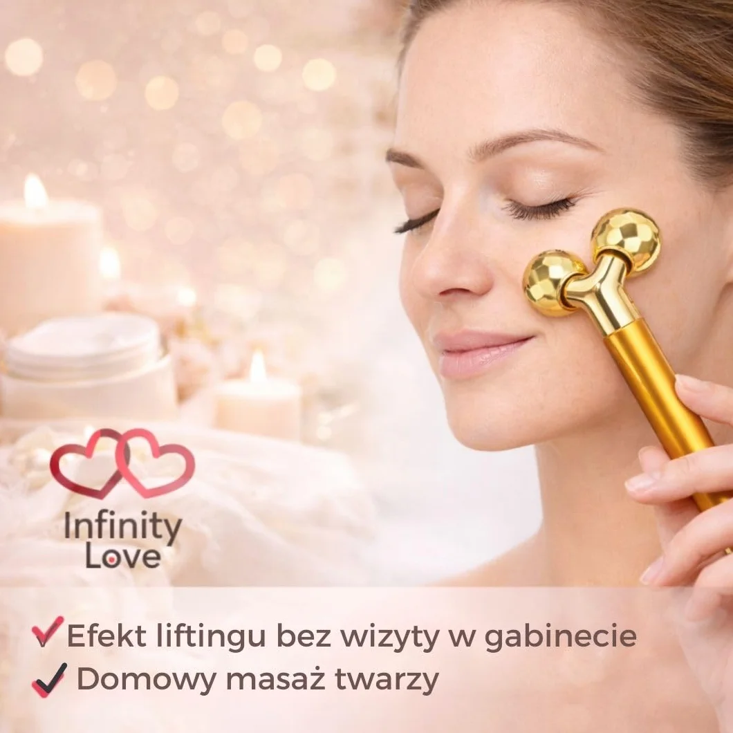 Masażer Wibracyjny 3D do Twarzy i Ciała – Roller Liftingujący, Masażer do Twarzy, Szyi i Dekoltu, Ujędrnianie Skóry, Relaks Mięśni, Domowe SPA | MM Infinity Love