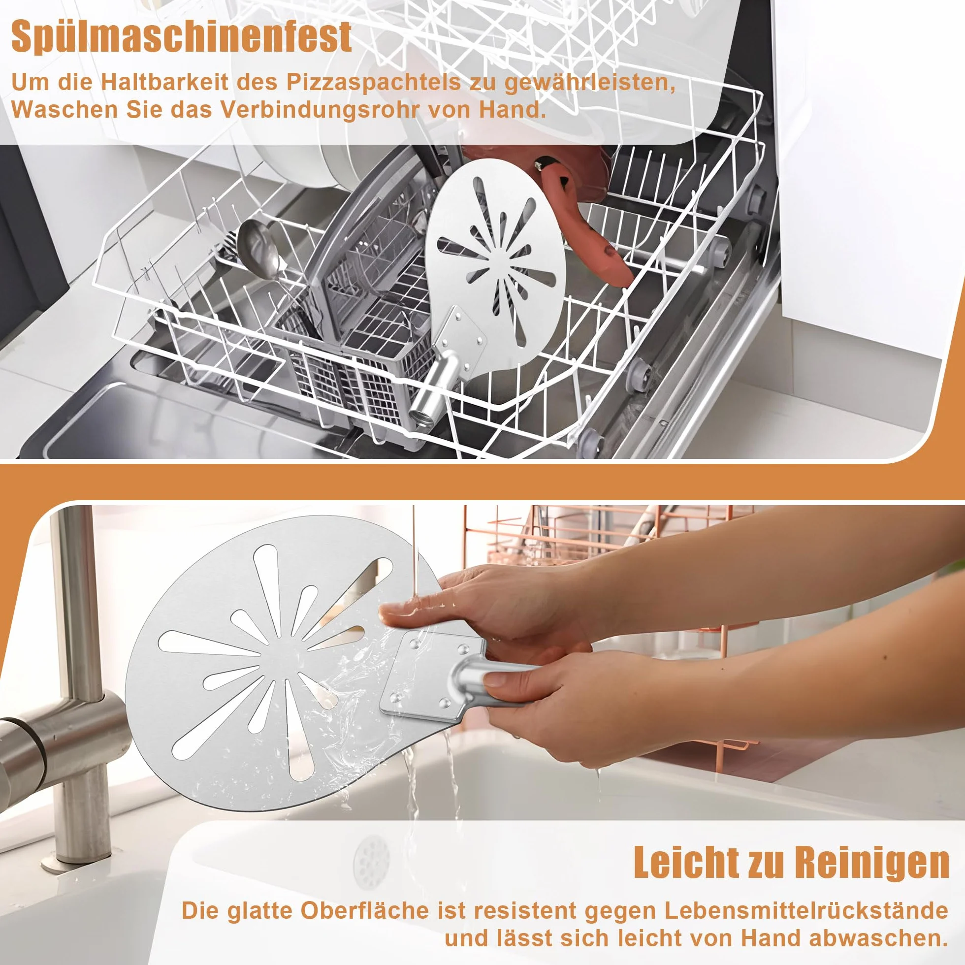 Łopatka do pizzy ze stali nierdzewnej Joyfair 17,8 cm perforowana długi uchwyt