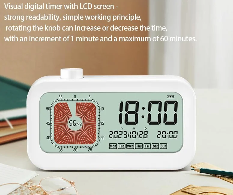 Cyfrowy zegar z wyświetlaczem 3 w 1 timer odliczanie 60 minut biały do domu kuchni szkoły