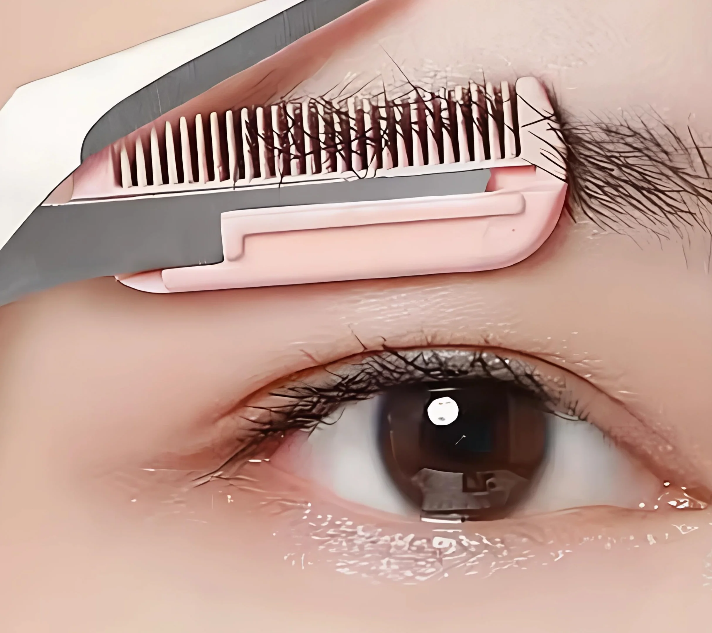 Eyebrow Shaper – przerzedzanie krzaczastych brwi nożyczkami i grzebieniem – nasadka (różowy)