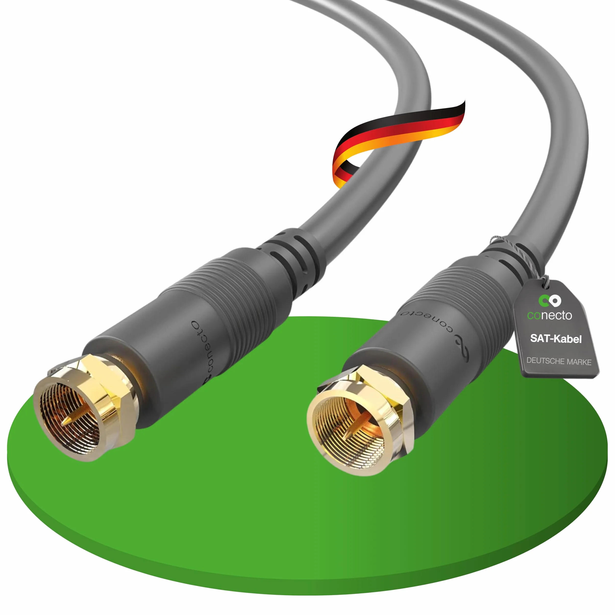 conecto Kabel antenowy SAT, kabel koncentryczny, kabel satelitarny TV 1 m, podwójnie ekranowany, wtyczka F, do HDTV, odbiornika, satelity, Internetu, DAB, radia, czarny
