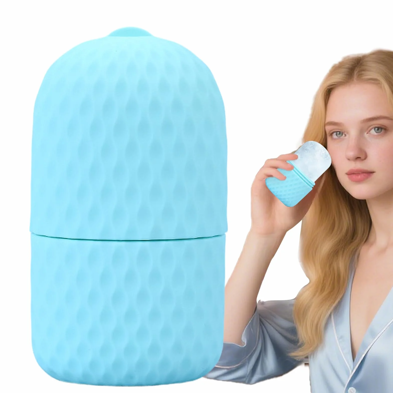 Silicone Ice Roller, Lightweight Cooling Beauty Tool Mold, 2.44x2.40x4.53 inches Reusable Cold Relaxing Roller, Perfect Gift for Daughter, Wife, and Refreshing Facial Massager