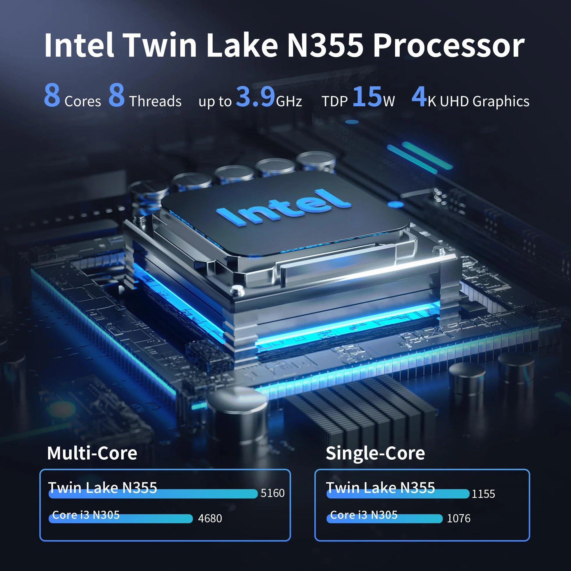 CWWK X86-P6 N355 Mini PC Pocket-NAS, 4 Bay M.2 NVMe Mini Komputer z 2 x i226-V 2.5GbE LAN, Mikro PC Barebone DDR5 BEZ RAM/SSD/SYSTEMU, Obsługa WiFi7/BT5.4 Rozszerzalny, 2 Wyświetlacze, USB3.2