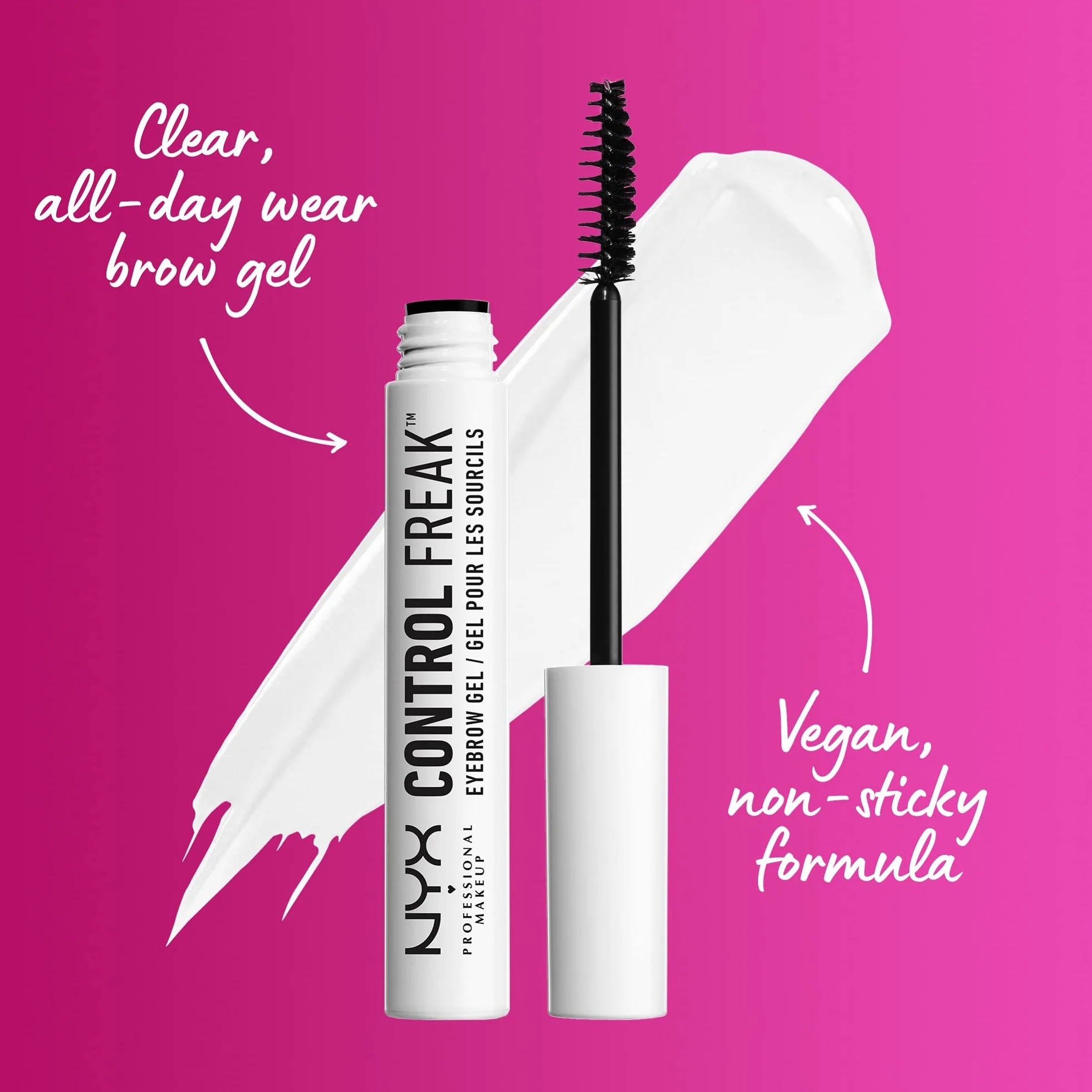 NYX Professional Makeup Control Freak Eyebrow Gel transparentny żel do brwi i rzęs, przeźroczysta maskara, naturalne podkreślenie i utrwalenie, Clear 01, 9 g