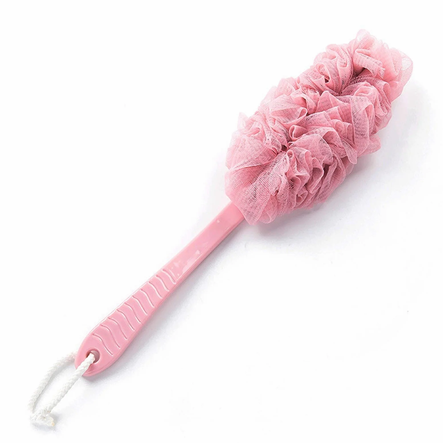 Szczotka do kąpieli - Back Scrubber do prysznica Duża nylonowa siatka z długim uchwytem Gąbka do kąpieli Narzędzie do czyszczenia pleców dla kobiet i mężczyzn Akcesoria prysznicowe (kolor: biały) (r