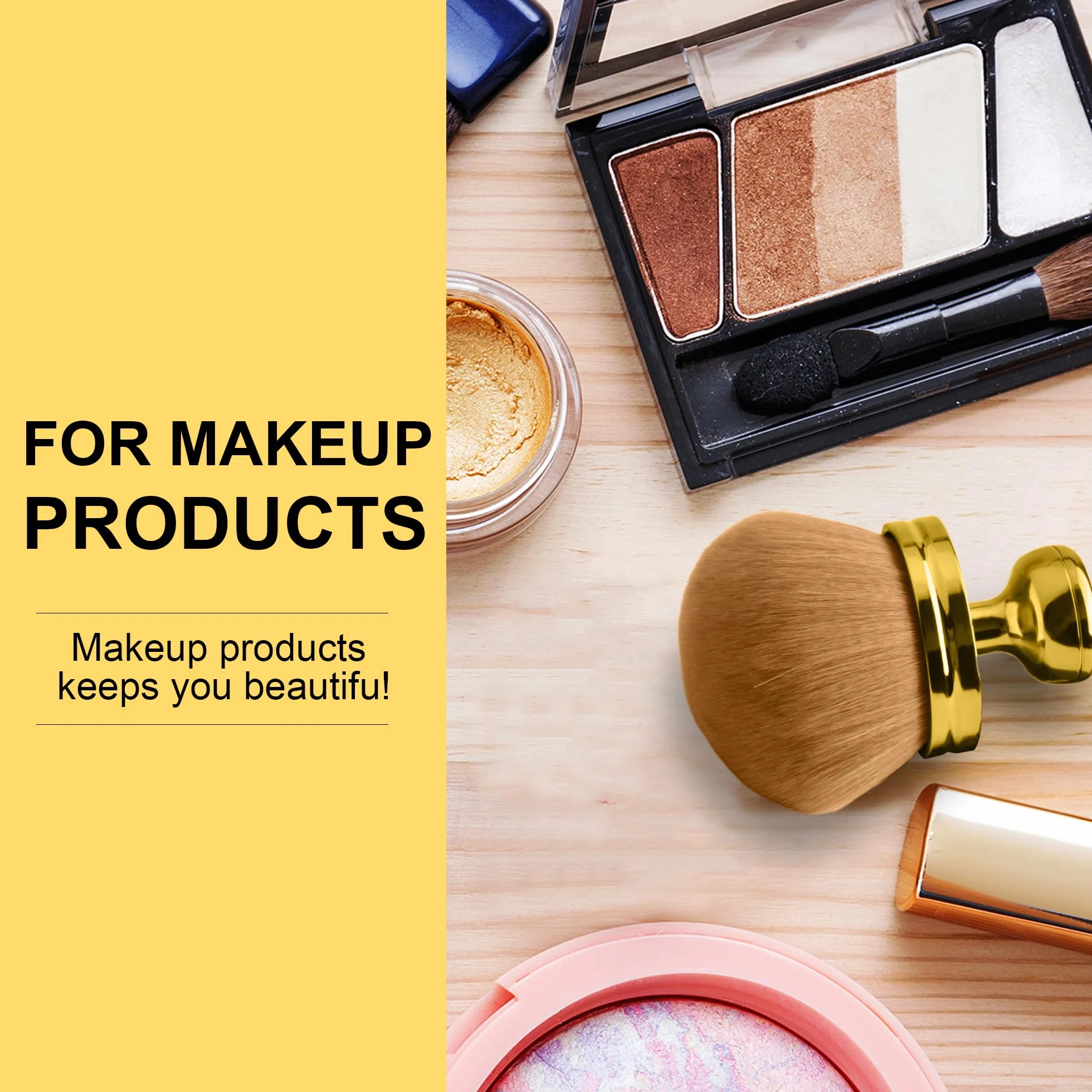 Gold Handle&Flesh-Toned Brushes Foundation Brush for Fake Tan, Liquid Blush&Face Cream Application|Strumenti di trucco z włókna syntetycznego 3,5cm z uchwytem z tworzywa sztucznego ergonomicznego