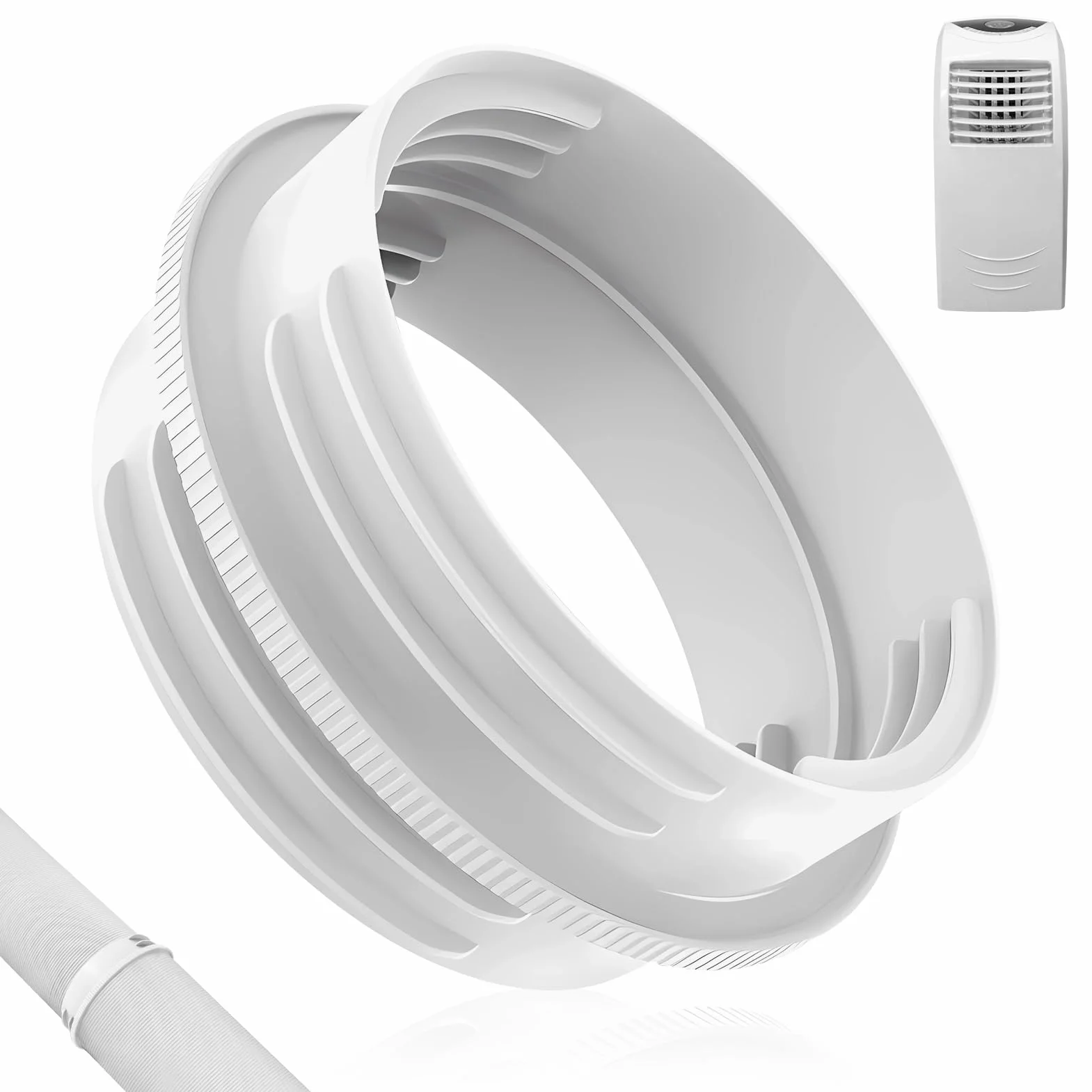 Złącze węża wylotowego klimatyzacji, uniwersalne mobilne złącze rurowe AC, 130 mm wewnątrz/150 mm na zewnątrz, biały, materiał ABS, złącze węża klimatyzacji, do węża wylotowego AC