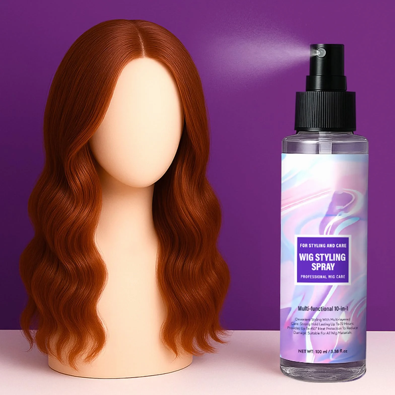 Hair Spray, Wig Spray, 100ml, Shine Without Grease, Gentle on Fibers, Nourishing Hydrating Care for Extensions, Accessories, Women, Men, Travel, Salon, Daily Use, Home, Styling