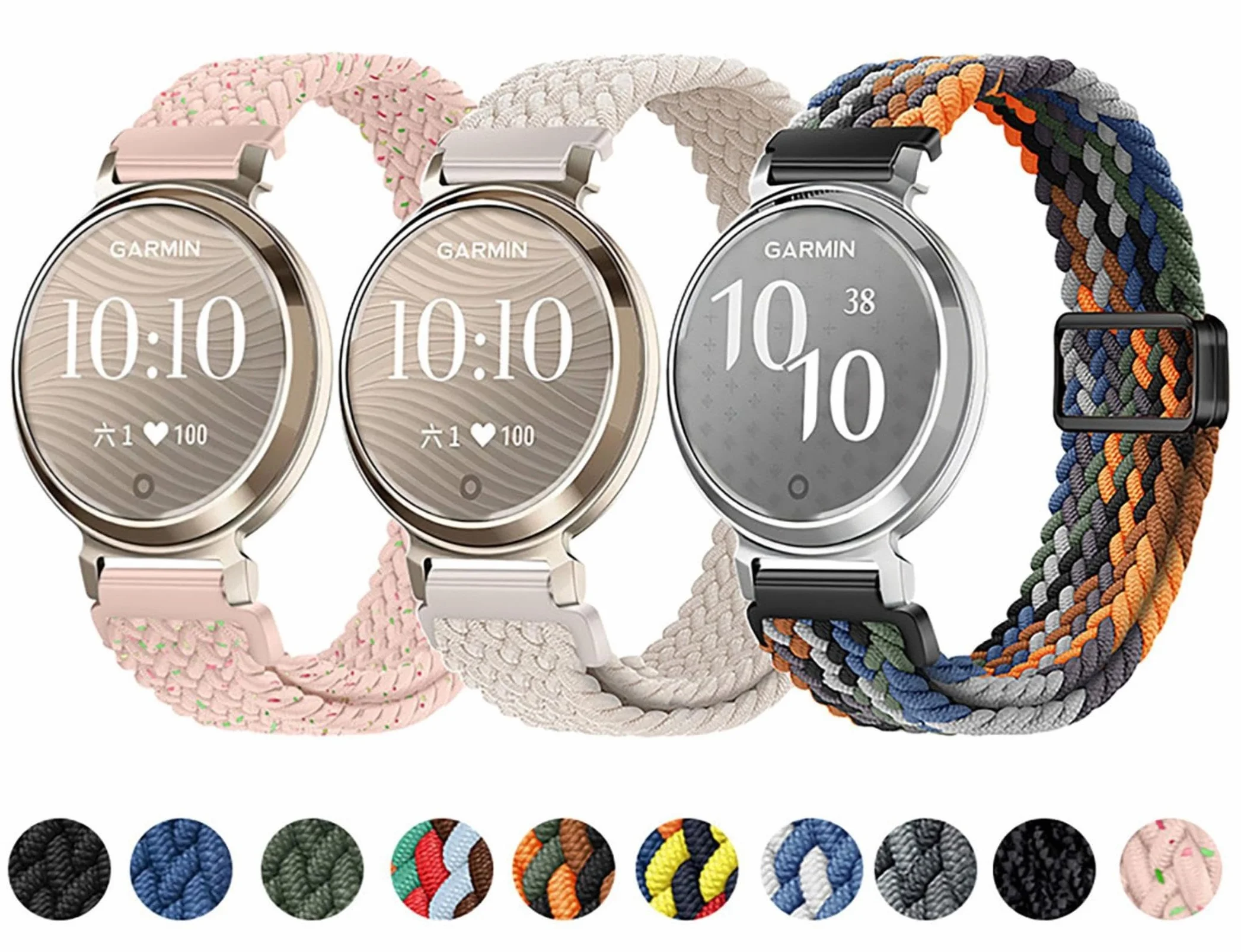 GIOPUEY Elastyczny pleciony pas z nylonu kompatybilny z Garmin Lily 2 [Unisex] - Fioletowy