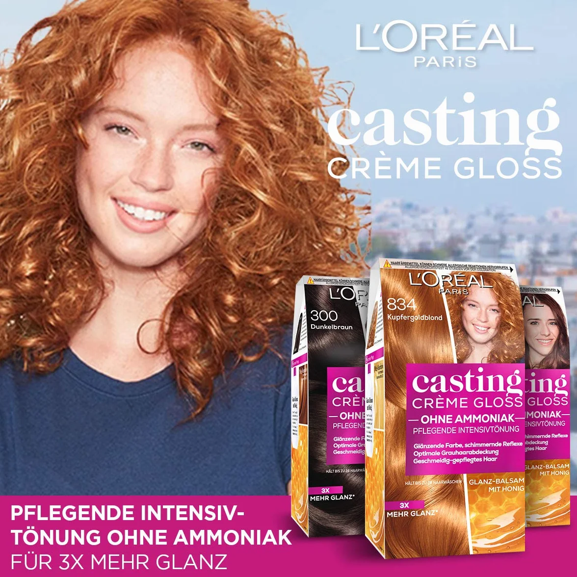 L’Oréal Paris Casting Crème Gloss Farba do Włosów, Nr 834 – Miedziano-Złoty Blond, 180 ml