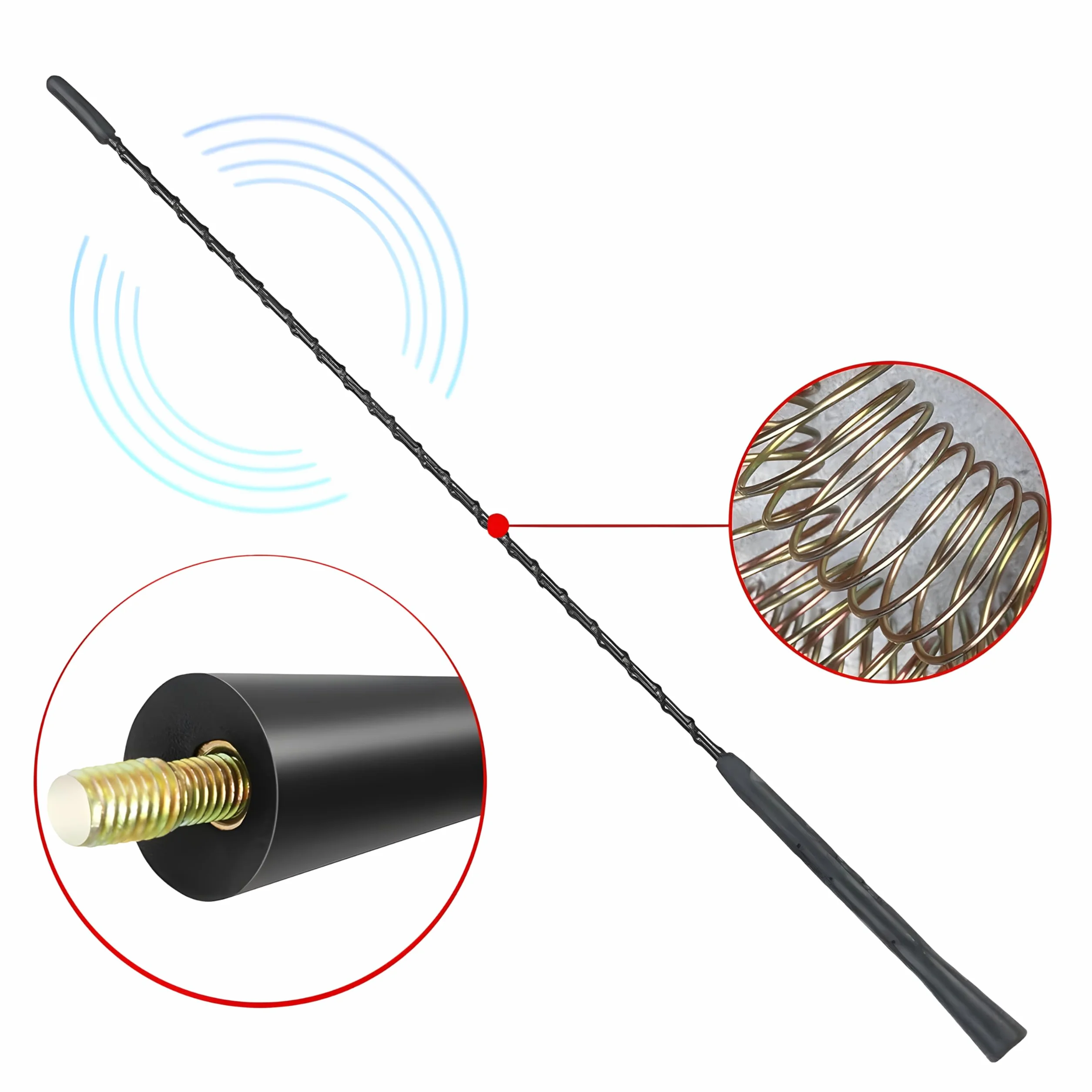 Retoo Antena samochodowa, antena dachowa, radio samochodowe 40 cm, do VW Skody, Seat, Opel, uniwersalna, samochodowa antena radiowa, super kompatybilność, mocny odbiór, gwint wewnętrzny anteny 6 mm,