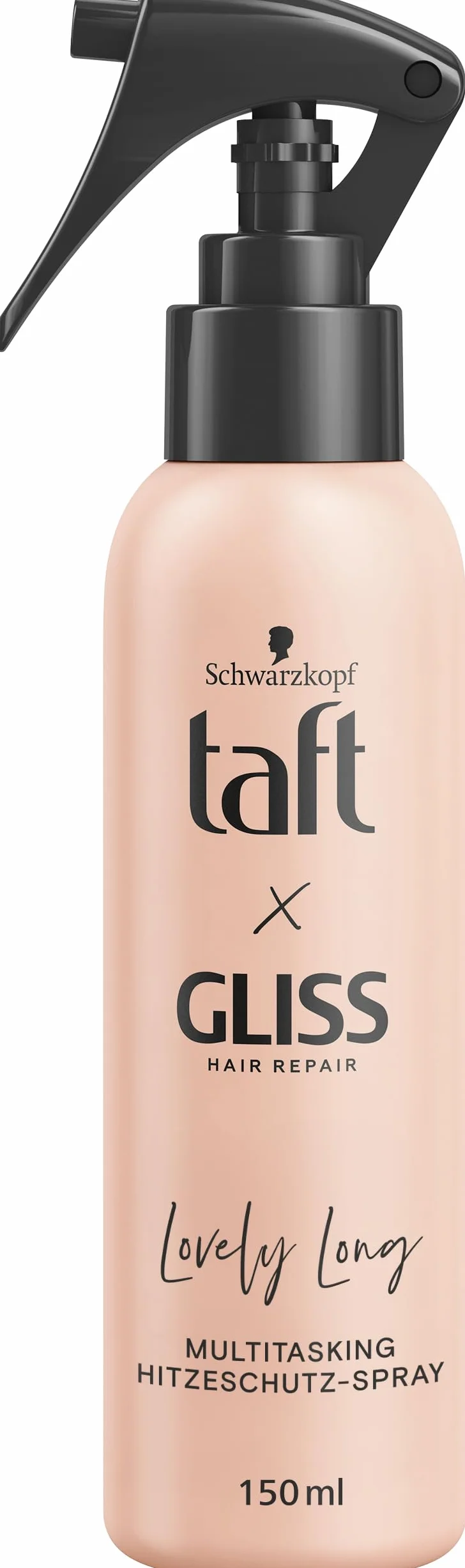Taft x Gliss Lovely Long spray chroniący przed wysoką temperaturą (150 ml), wielozadaniowy spray zapewnia ochronę przed wysoką temperaturą do 230°, ochronę przed rozdwajaniem się końcówek i długo
