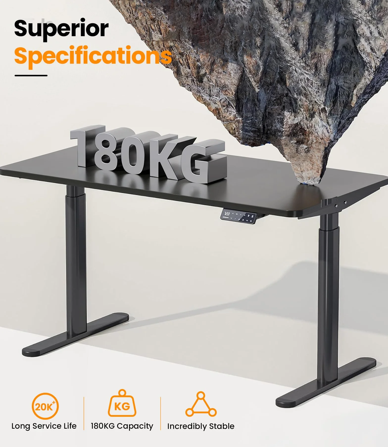 MAIDeSITe EL2 Pro Art stelaż na biurko z regulacją wysokości, owalna konstrukcja nóg, elektrycznie regulowana wysokość, podwójny silnik, nośność 160 kg, z 4 sterowaniami pamięci i funkcją ochrony
