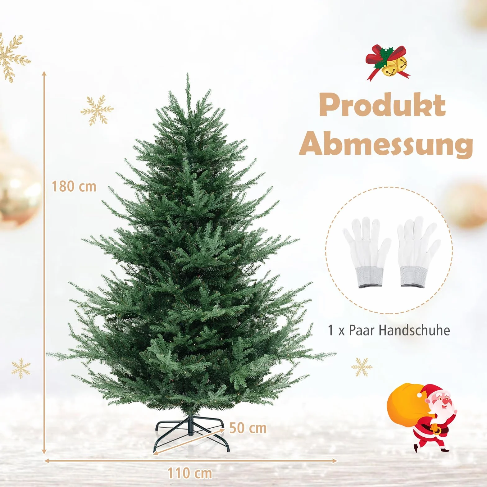 COSTWAY Sztuczna choinka 180 cm LED 240 diod ciepła biel 8 trybów