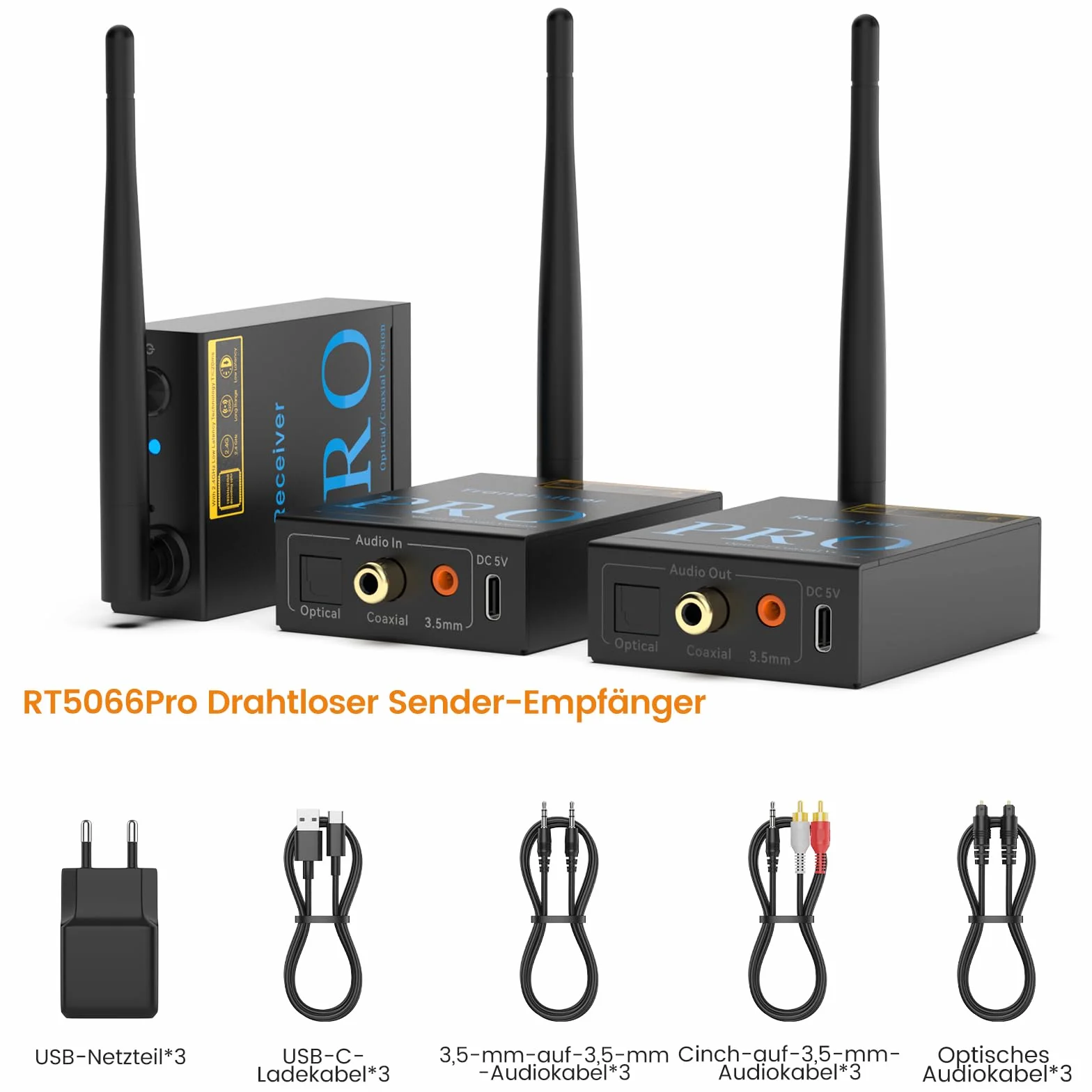 1Mii bezprzewodowy nadajnik i odbiornik audio 3 w 1, transmisja radiowa 2,4 GHz, niskie opóźnienia, muzyka Hi-Fi z TV/PC do aktywnego subwoofera/głośnika/stereo, optyczny/koncentryczny/3,5 mm wyjście