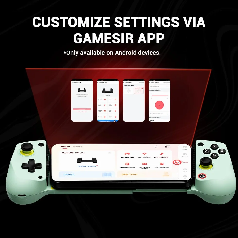 GameSir X5 Lite mobilny kontroler do gier z systemem Android, iPhone 15/iPhone 16, iPad Mini 6/7 (USB-C), kontroler telefonu typu C z drążkami z efektem Halla, funkcja Turbo do Call Of Duty, Genshin