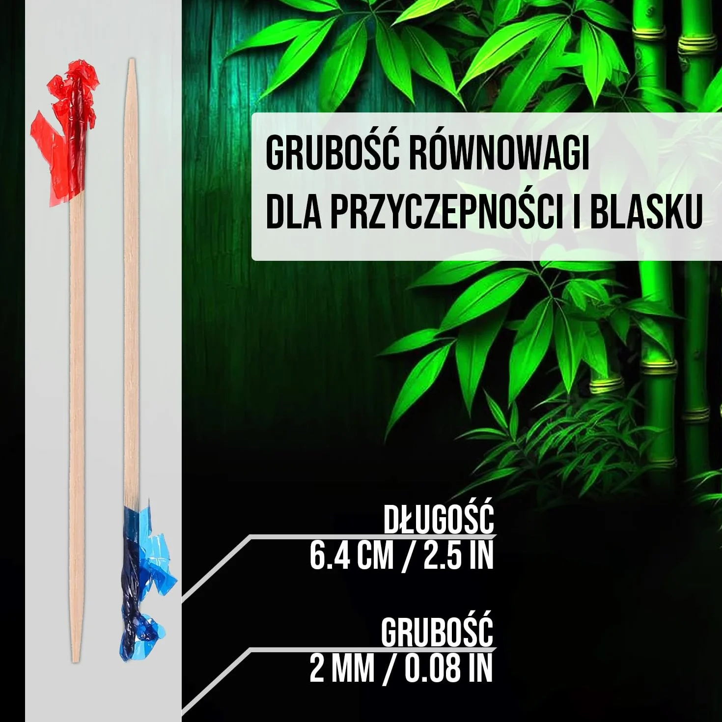 Kolorowe Bambusowe Wykałaczki z Frędzlami 6,5 cm 500 Sztuk Czerwone Złote Zielone Niebieskie