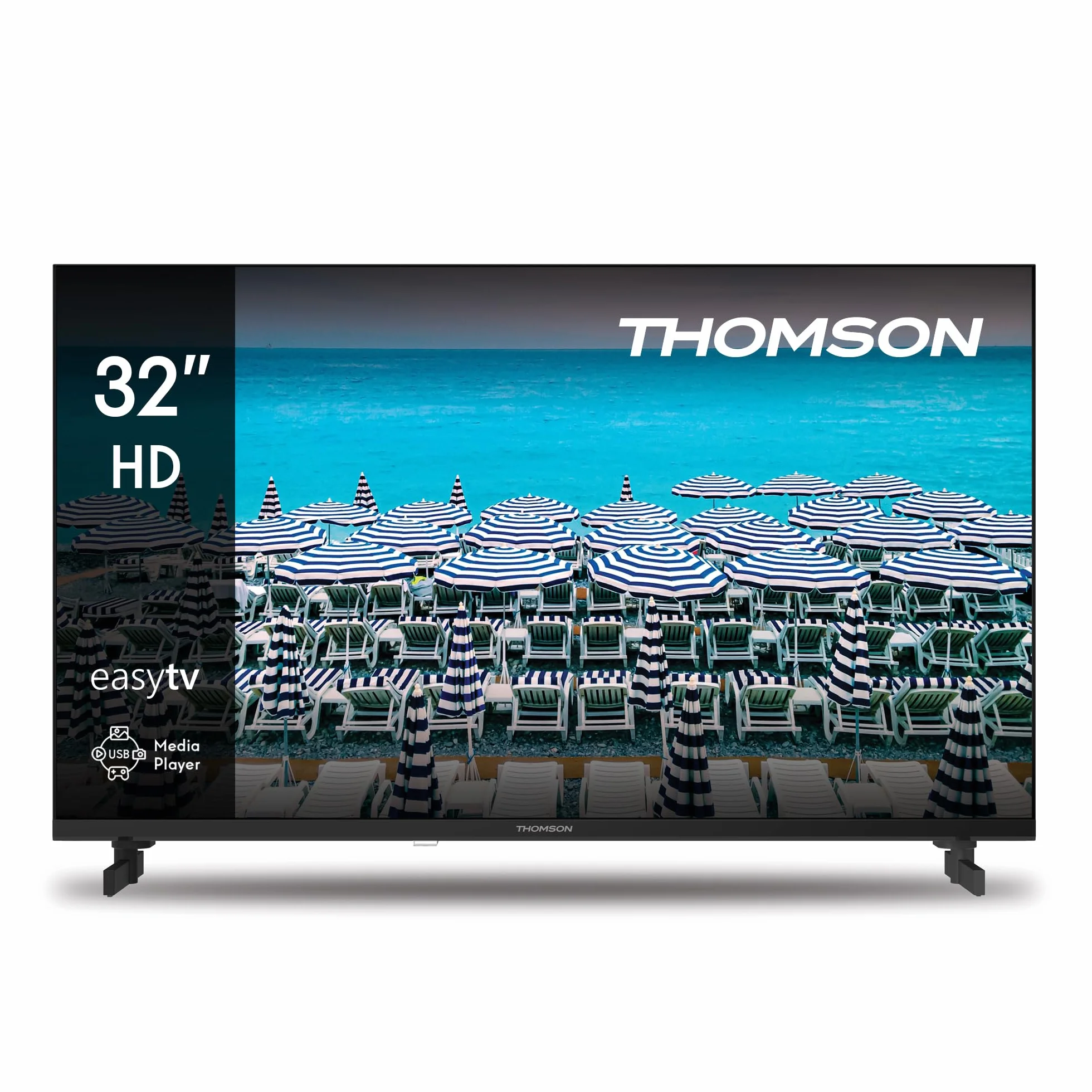 Thomson Telewizor 32 Cale (81 cm) HD Easy TV, Telewizor LED (Non-Smart), Potrójny Tuner (DVB-T/T2/C/S/S2), Dolby Audio, Tryb Hotelowy, Odtwarzacz Multimedialny, Podświetlany Pilot, 3x HDMI - 32HD2S13