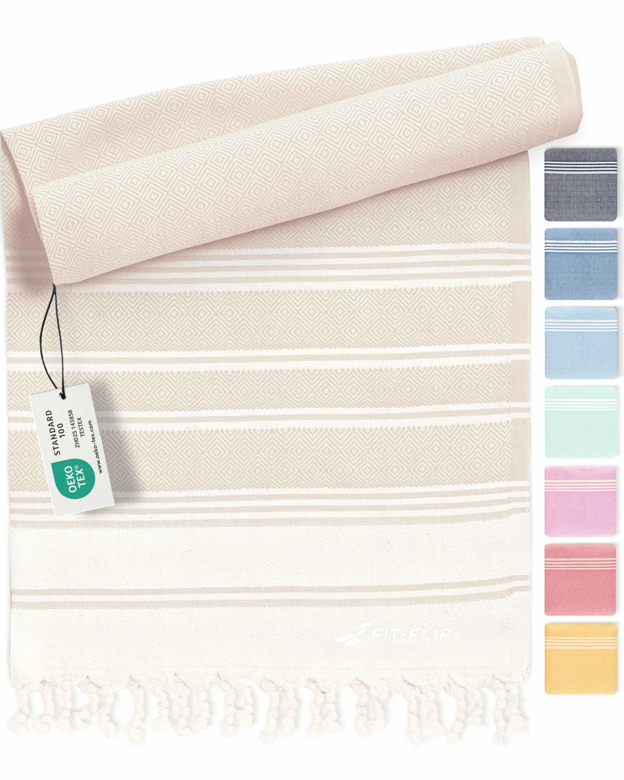 Fit-Flip Ręcznik hammam 200x200cm 100% bawełna szybkoschnący plażowy XXL