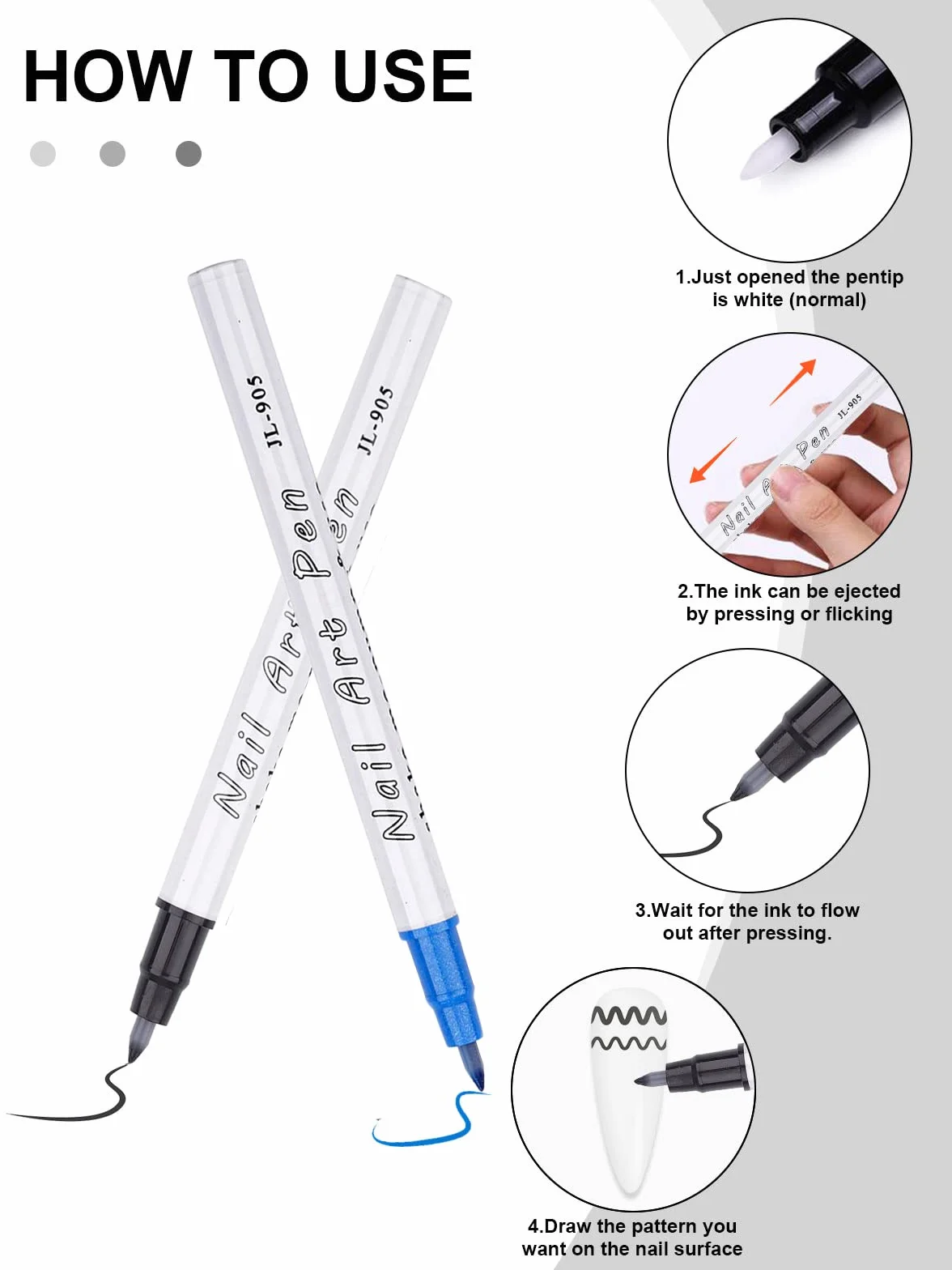 Zestaw 12 piór do paznokci z metalicznym proszkiem 3D, Kalolary Nail Point Graffiti Dotting Pen Drawing Painting Liner Brush do wykonywania zdobień i malowania paznokci w stylu DIY. Narzędzia do manicure i zdobienia paznokci (C)