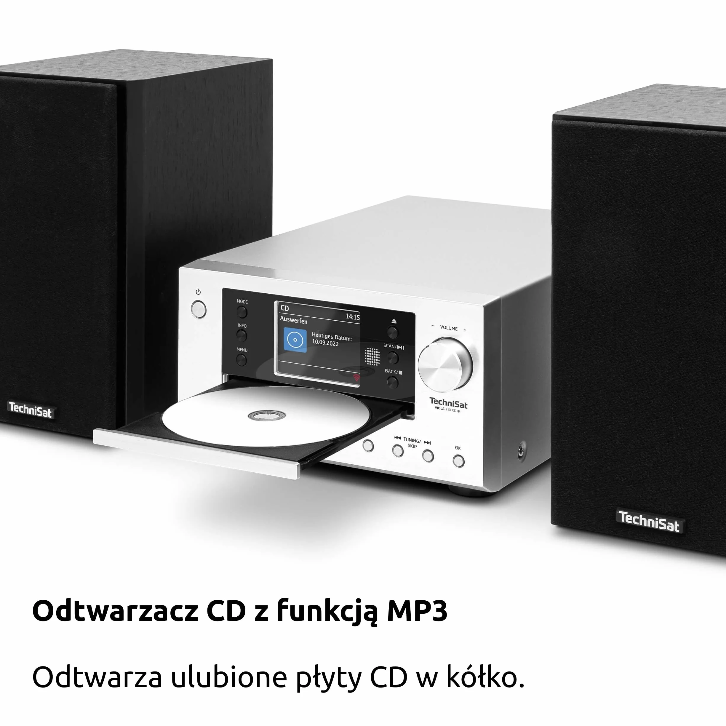 TechniSat VIOLA 710 CD IR – kompaktowy system Hi-Fi (radio internetowe, DAB+, UKW, odtwarzacz CD, Bluetooth, 2 x 20 W RMS, gniazdo słuchawkowe, budzik, wyłącznik czasowy, kompaktowy system, pilot