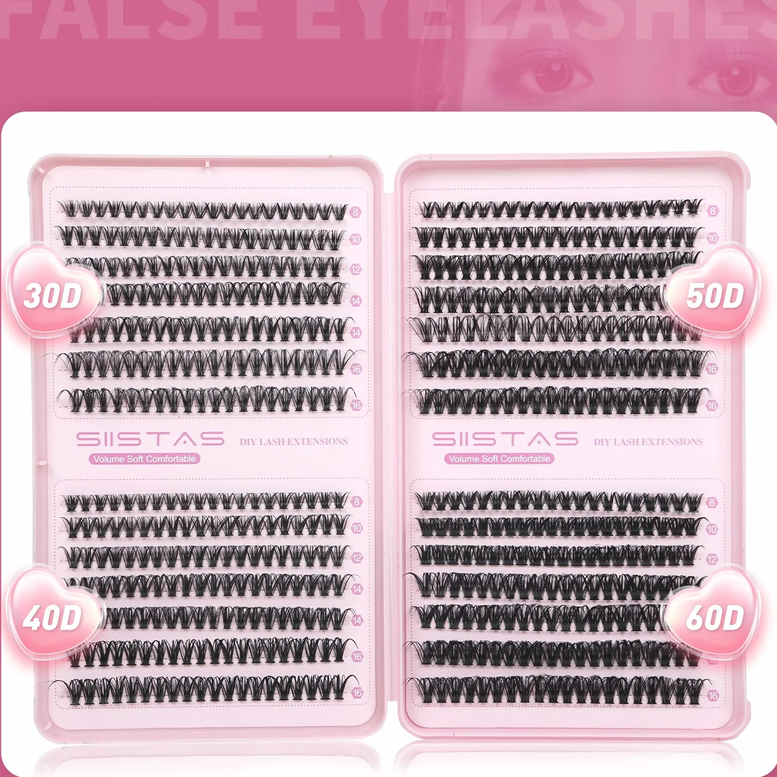 Cluster Lashes 560 szt. grubych pojedynczych rzęs Wispy Lash Clusters 8-16 mm rosyjskie D Curl Lashes Indywidualne Klaster Puszyste Pojedyncze Naturalne rzęsy Wielokrotnego użytku Przedłużanie rzęs w
